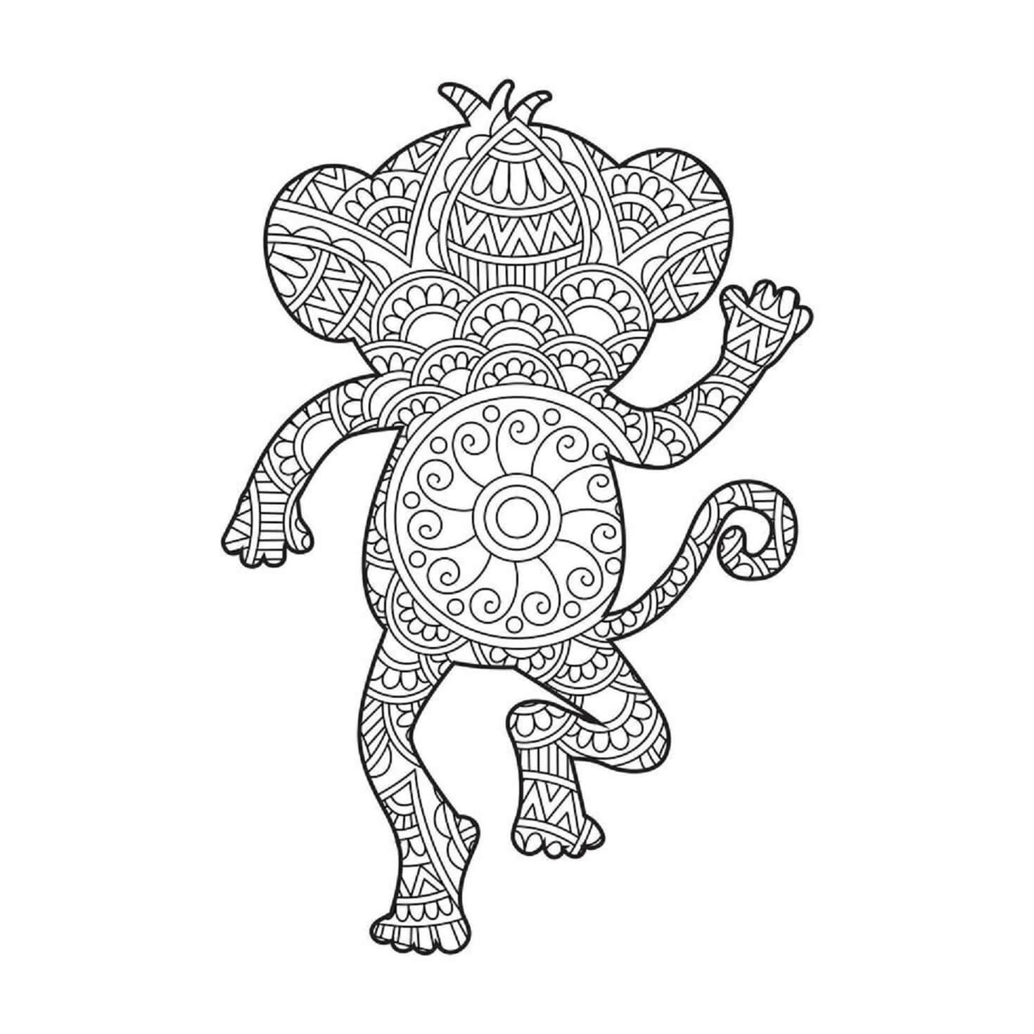 Mandala Monkey Walking Coloring Page Mandala