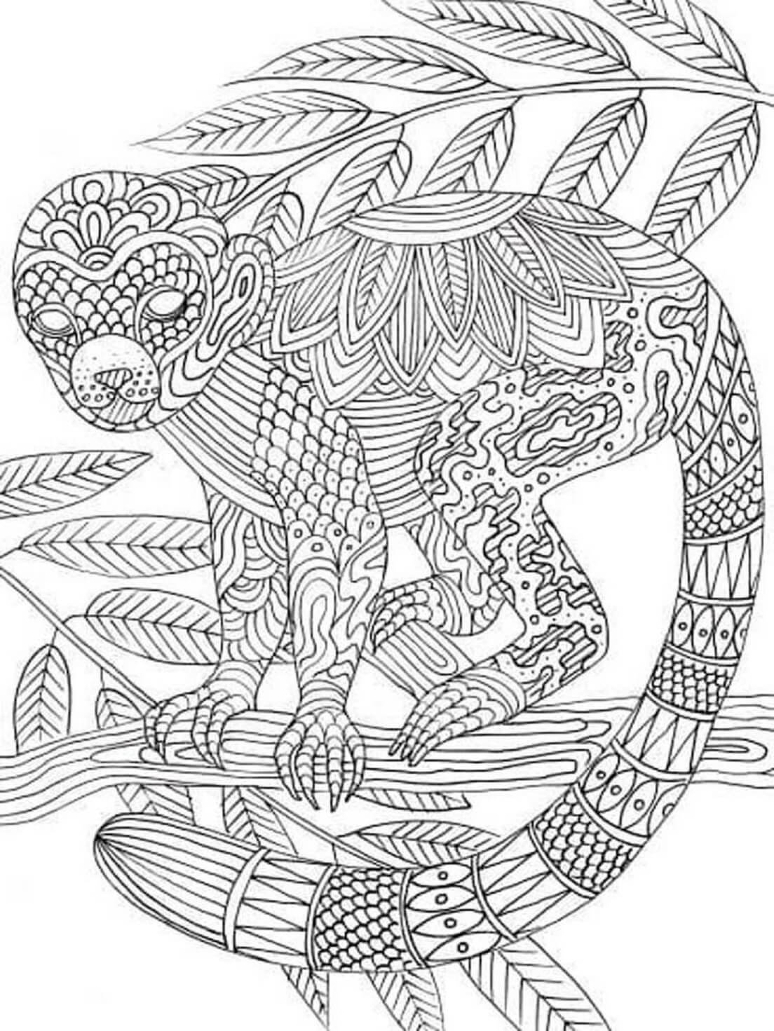 Mandala Monkey With Leaves Coloring Page Mandalas