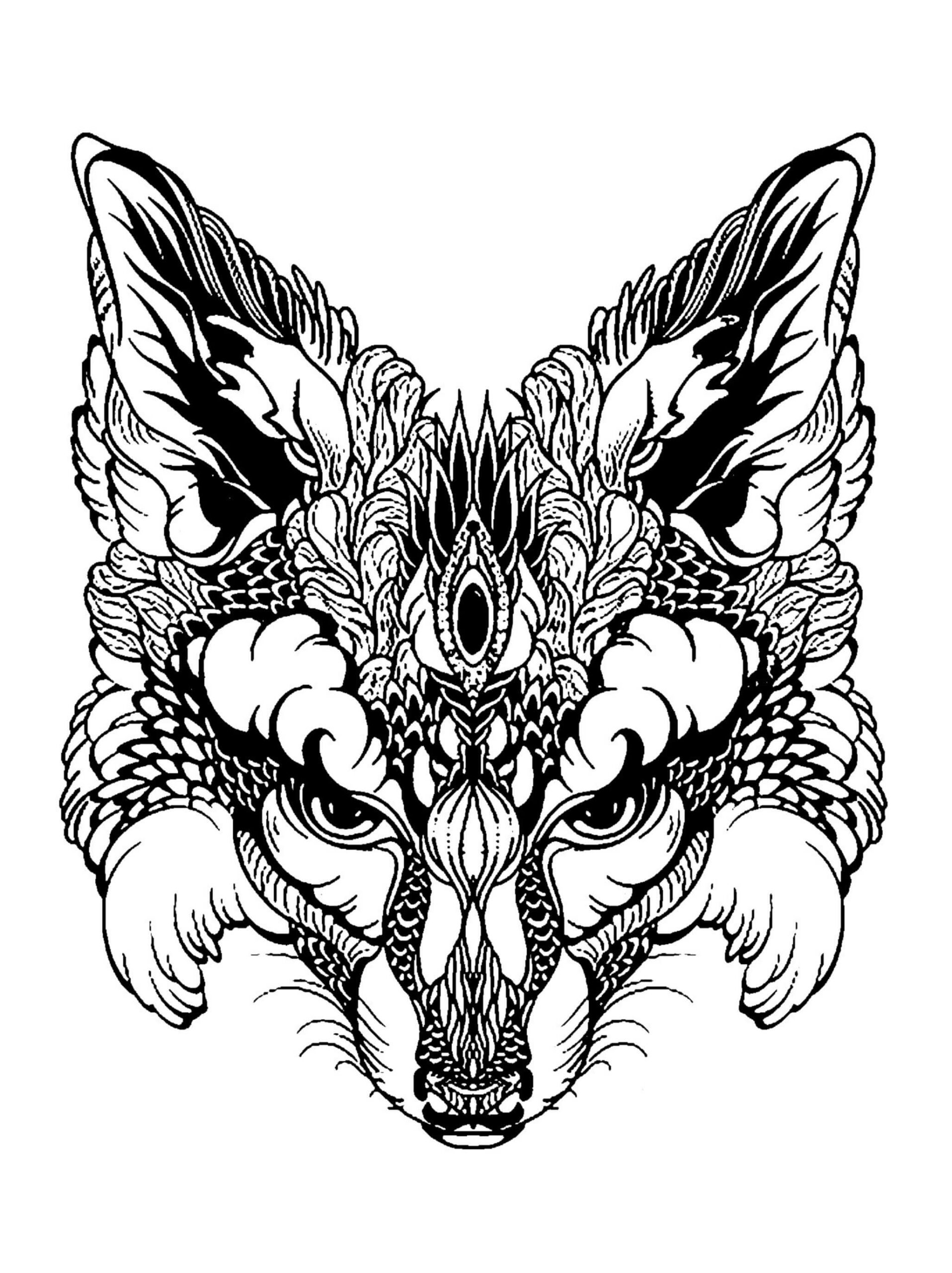 Mandala Nice Fox Head Coloring Page Mandalas