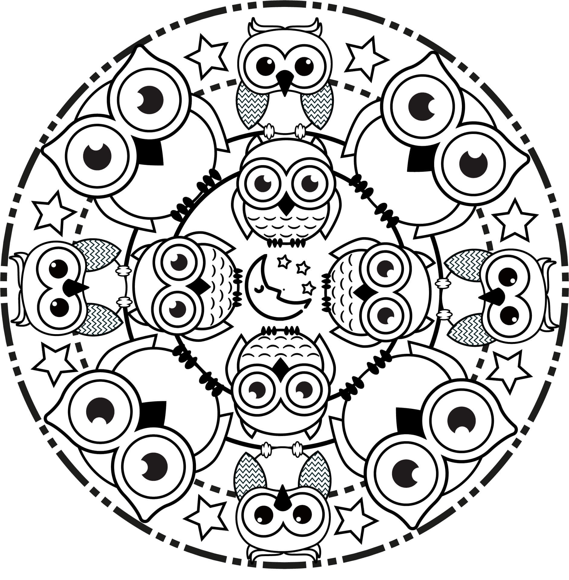 Mandala Owl Coloring Page - Sheet 1 Mandalas
