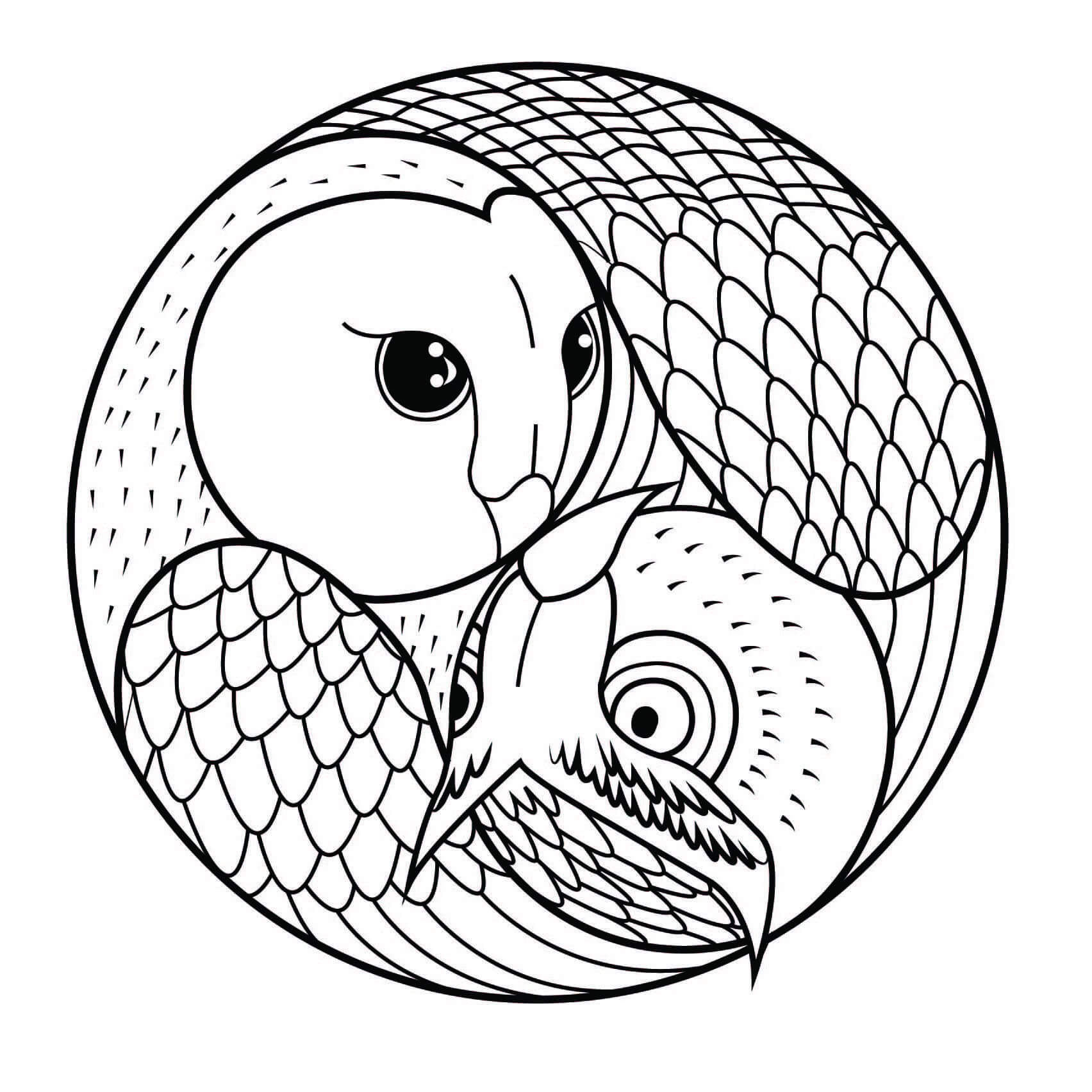 Mandala Owl Coloring Page - Sheet 2 Mandalas
