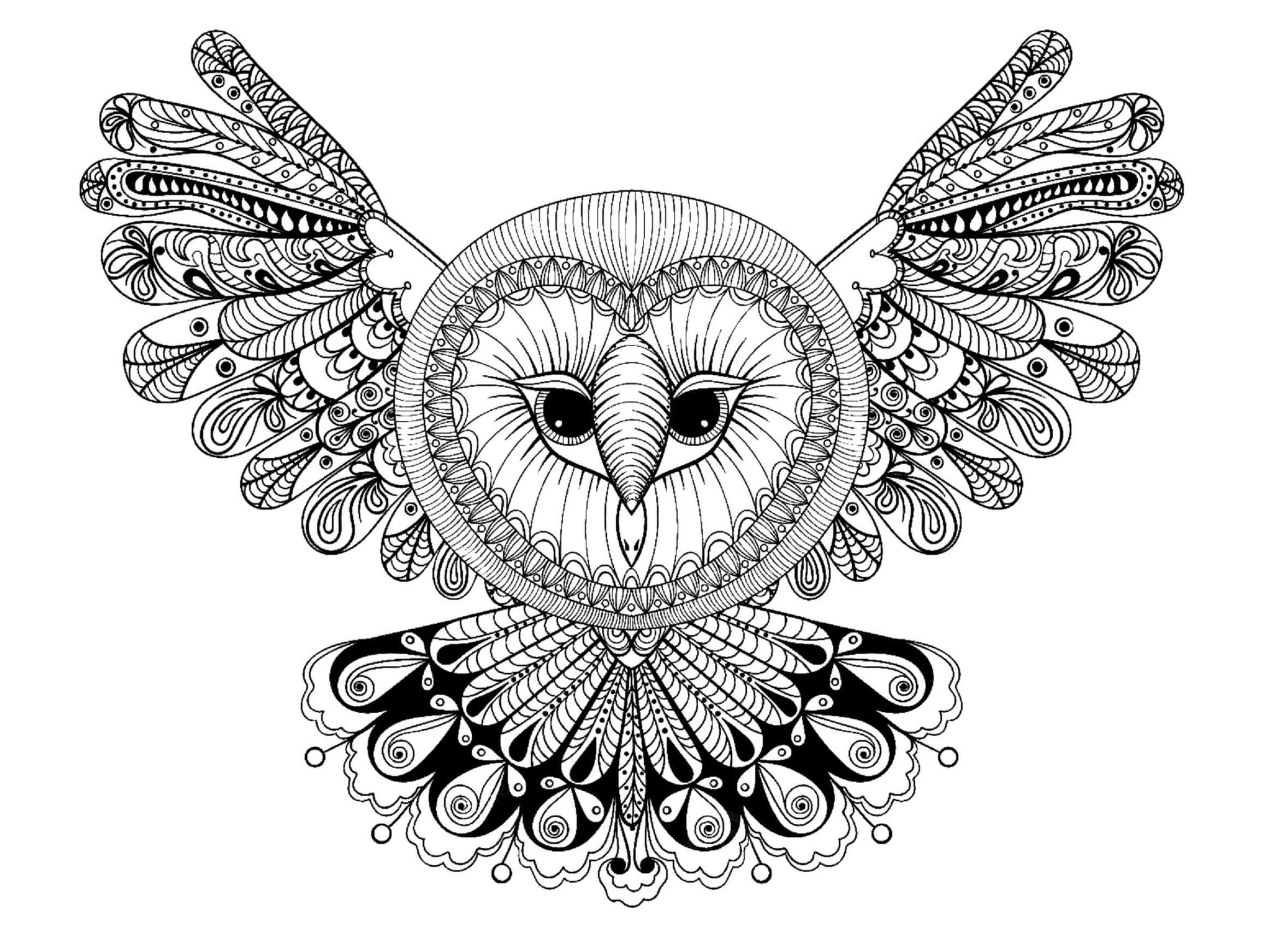 Mandala Owl Flying Coloring Page Mandalas