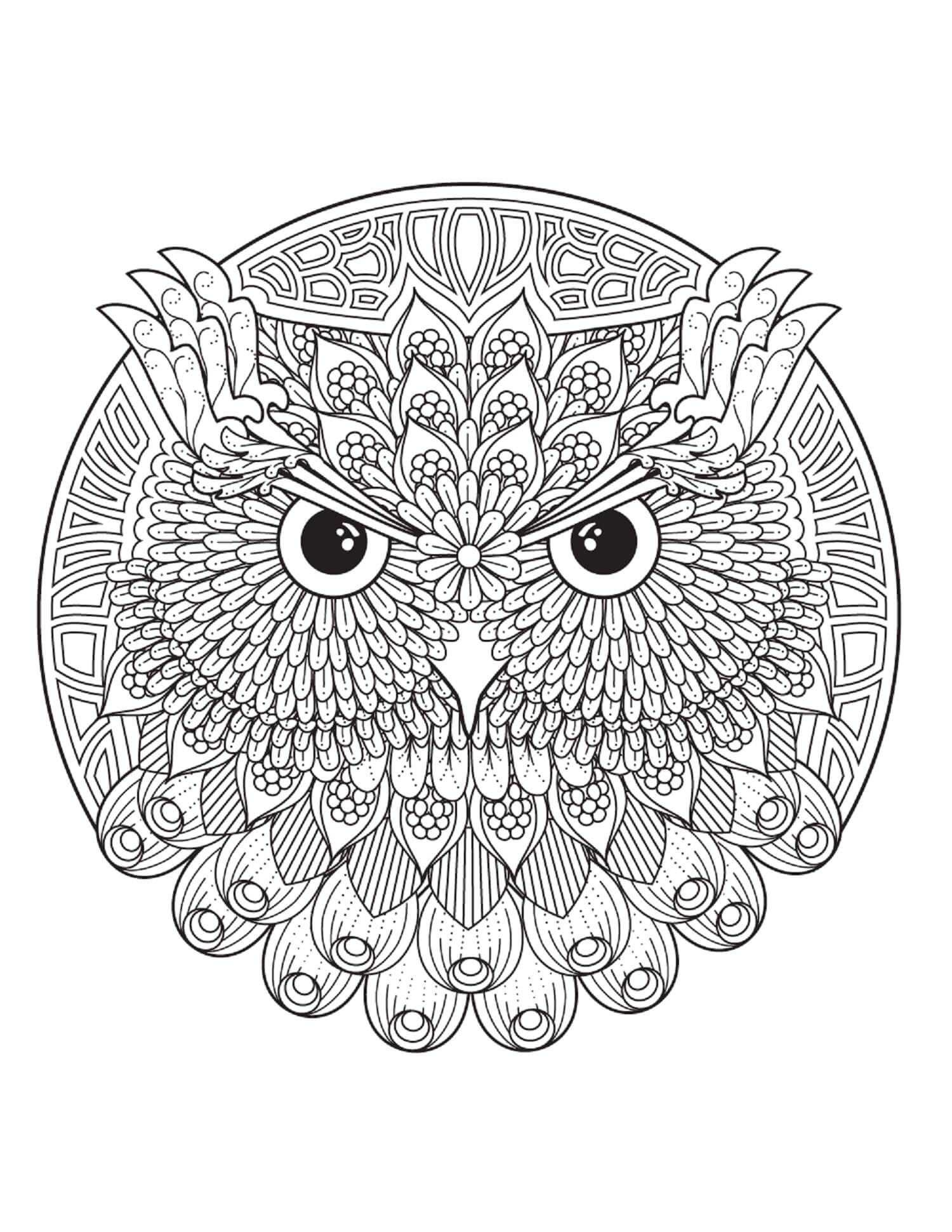 Mandala Owl Head Coloring Page Mandalas