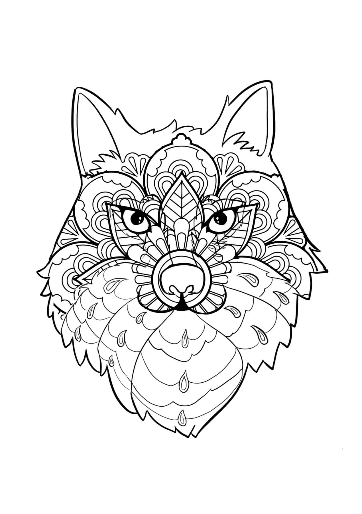 Mandala Pattern Wolf Coloring Page Mandalas