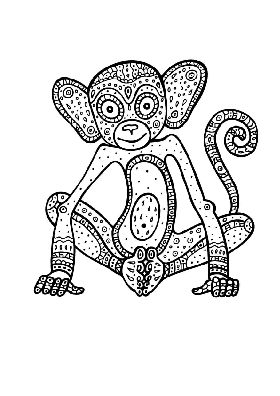 Mandala Smiling Monkey Coloring Page Mandala