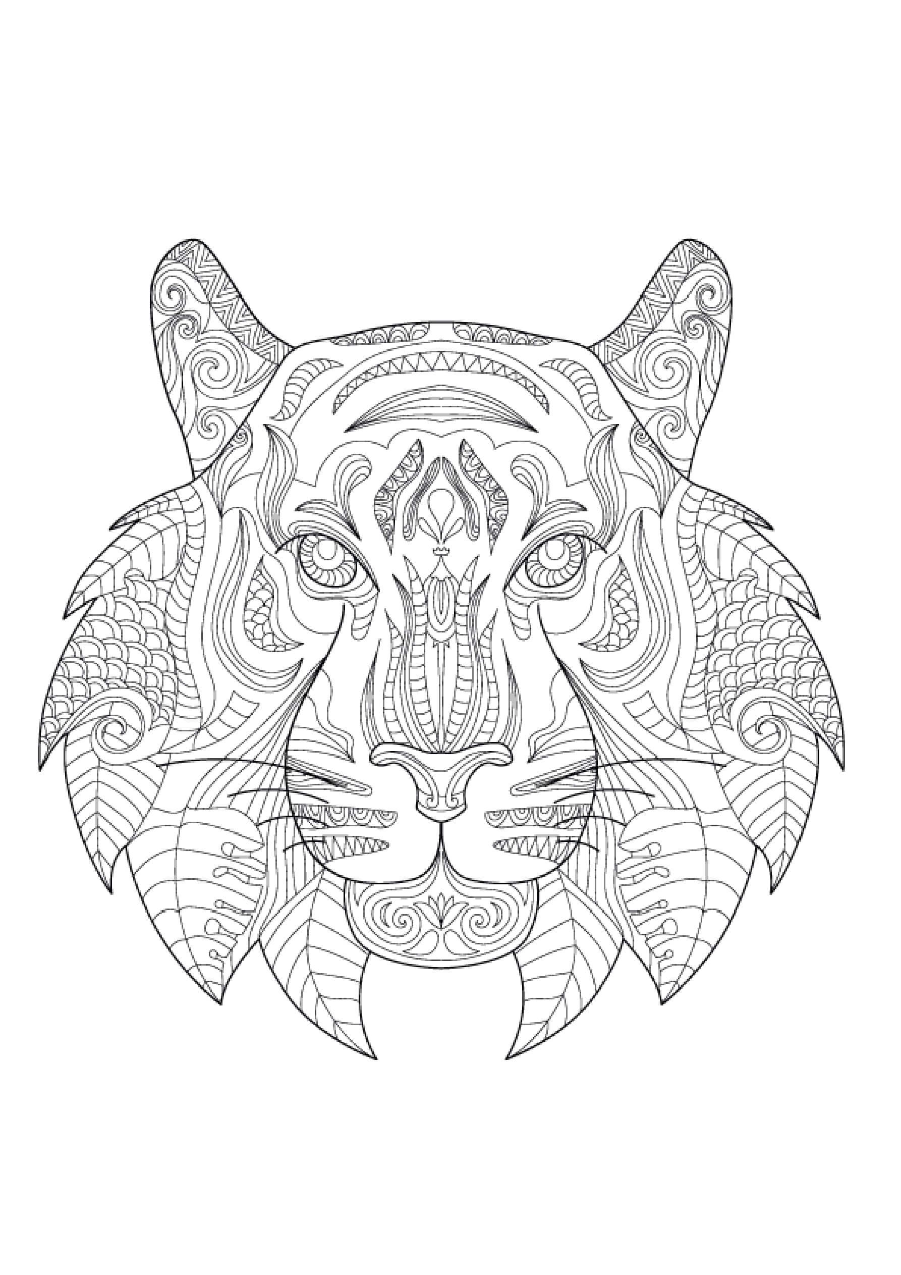 Mandala Tiger Coloring Page – Sheet 2 Mandala