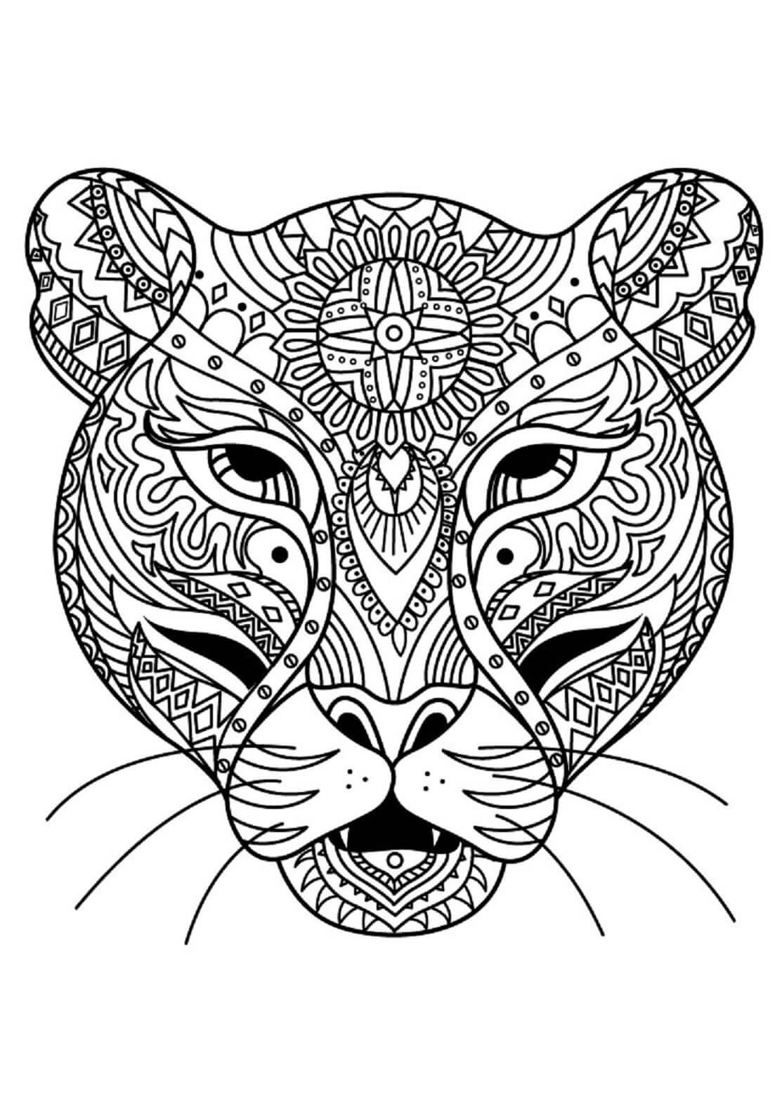 Mandala Tiger Coloring Page – Sheet 5 Mandala