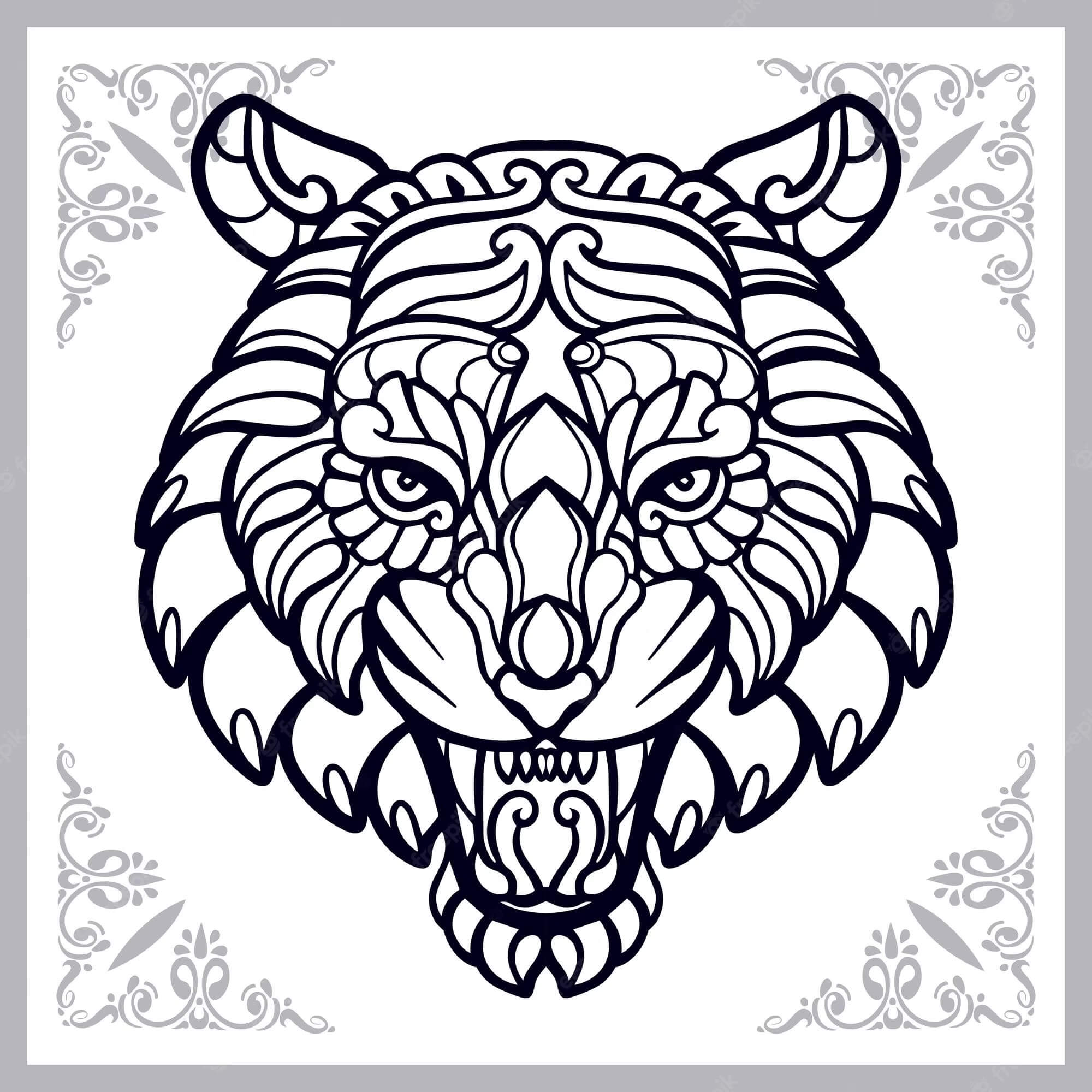 Mandala Tiger Coloring Page - Sheet 6 Mandalas