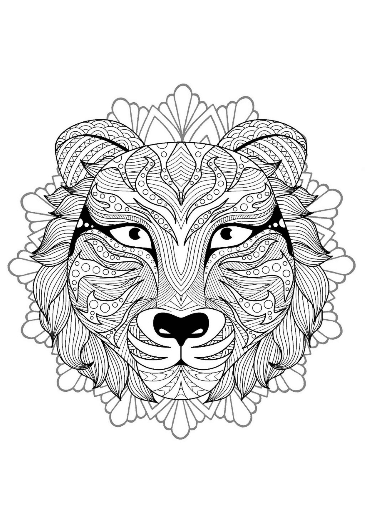 Mandala Tiger Head Coloring Page Mandalas