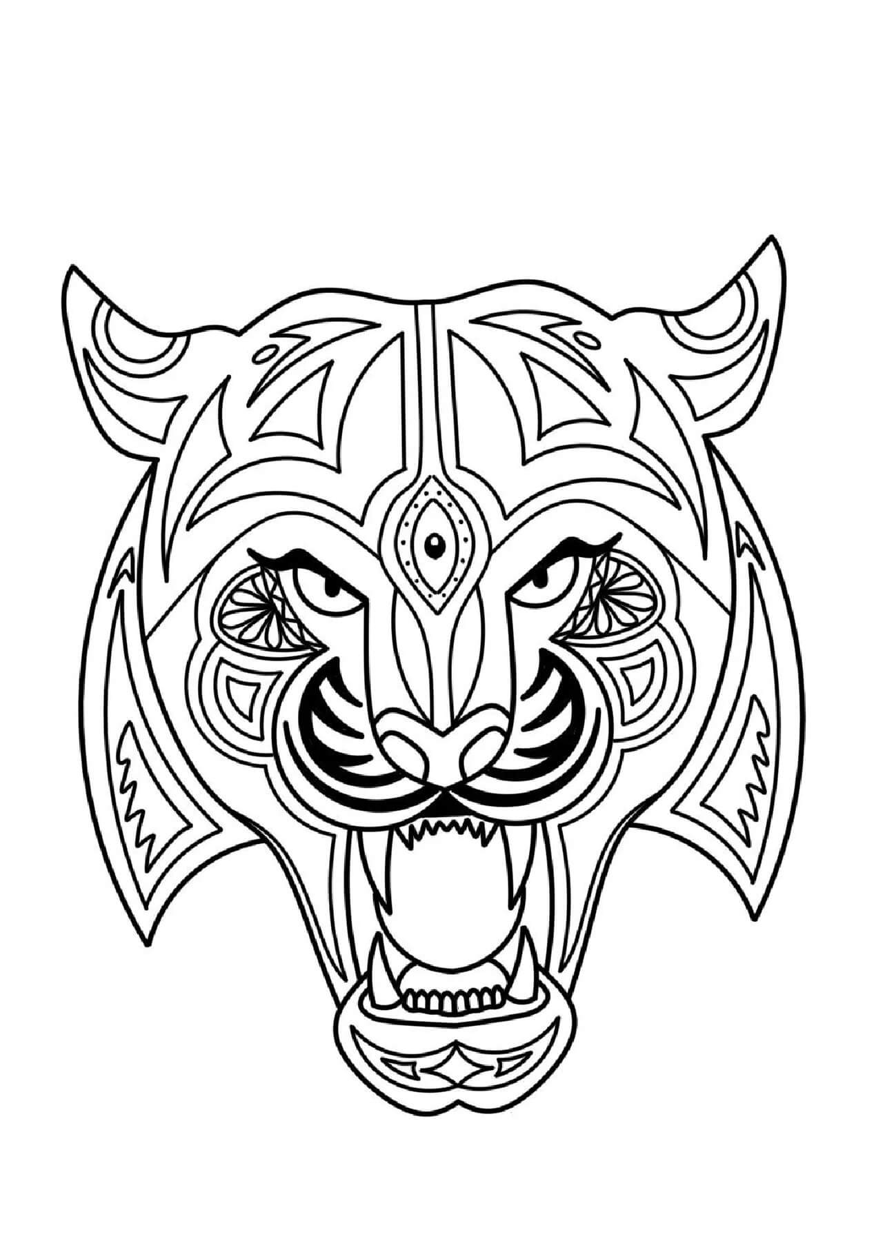 Mandala Tiger Mask Coloring Page Mandalas