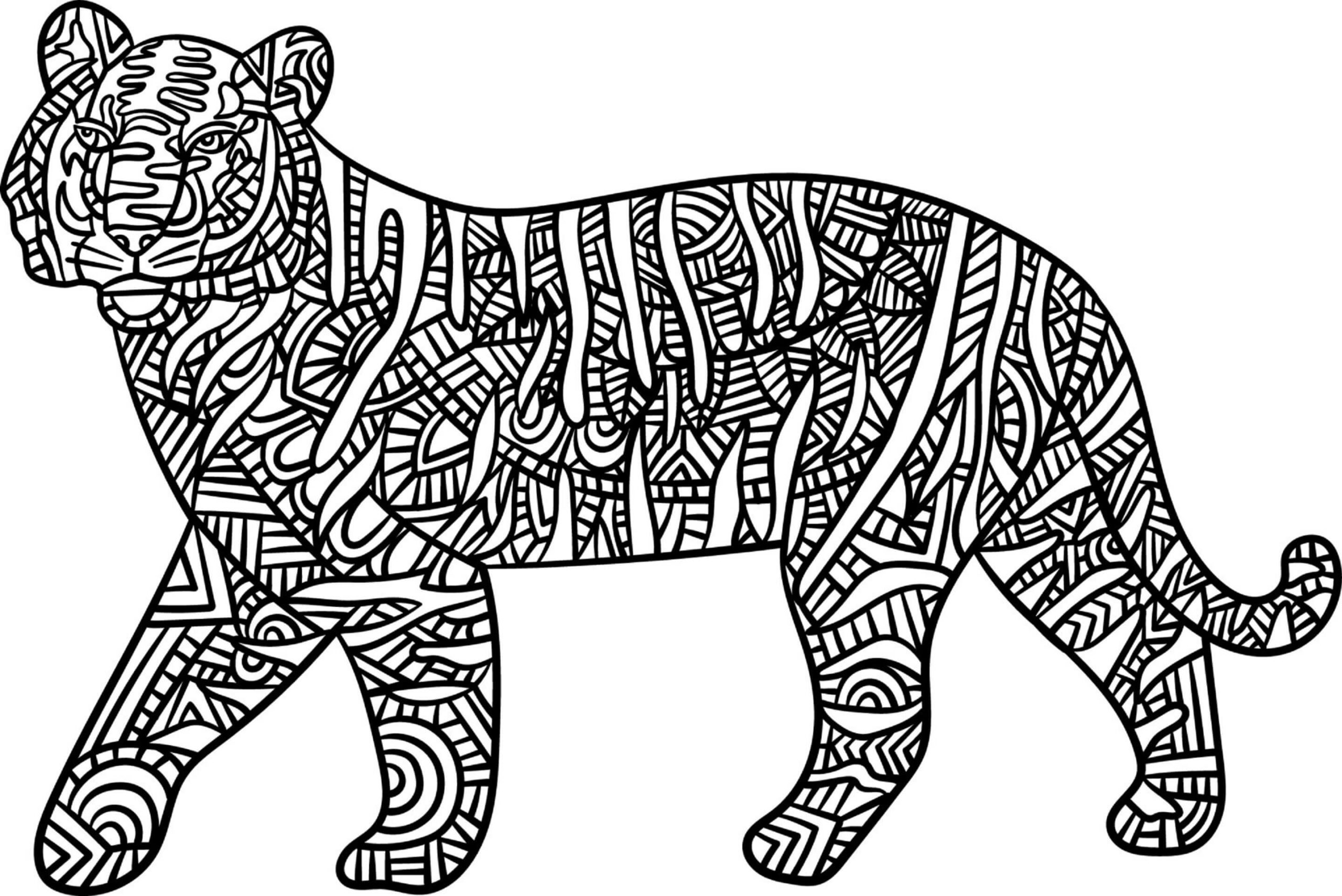 Mandala Tiger Walking Coloring Page Mandalas