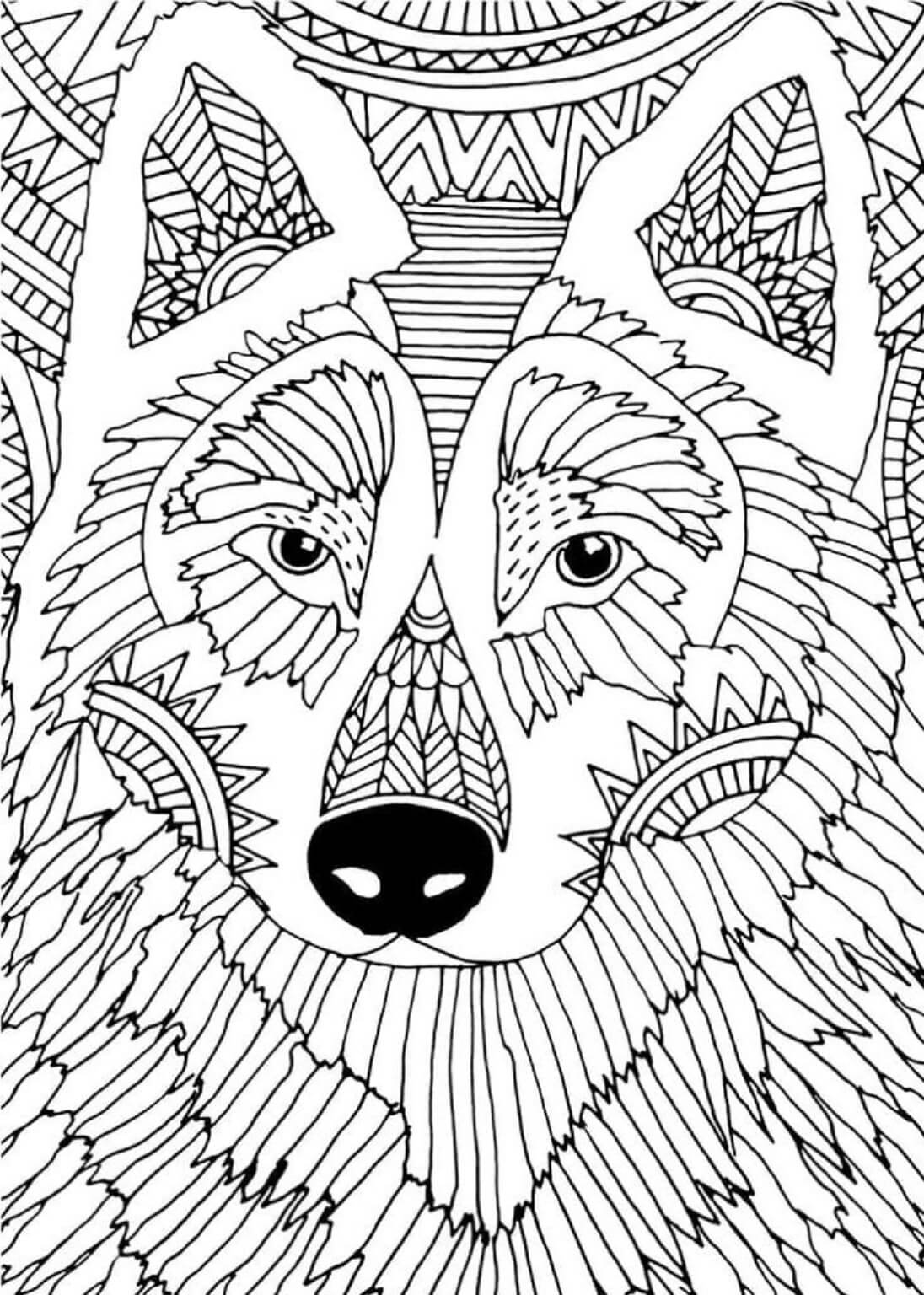 Mandala Wolf Coloring Page - Sheet 10 Mandalas