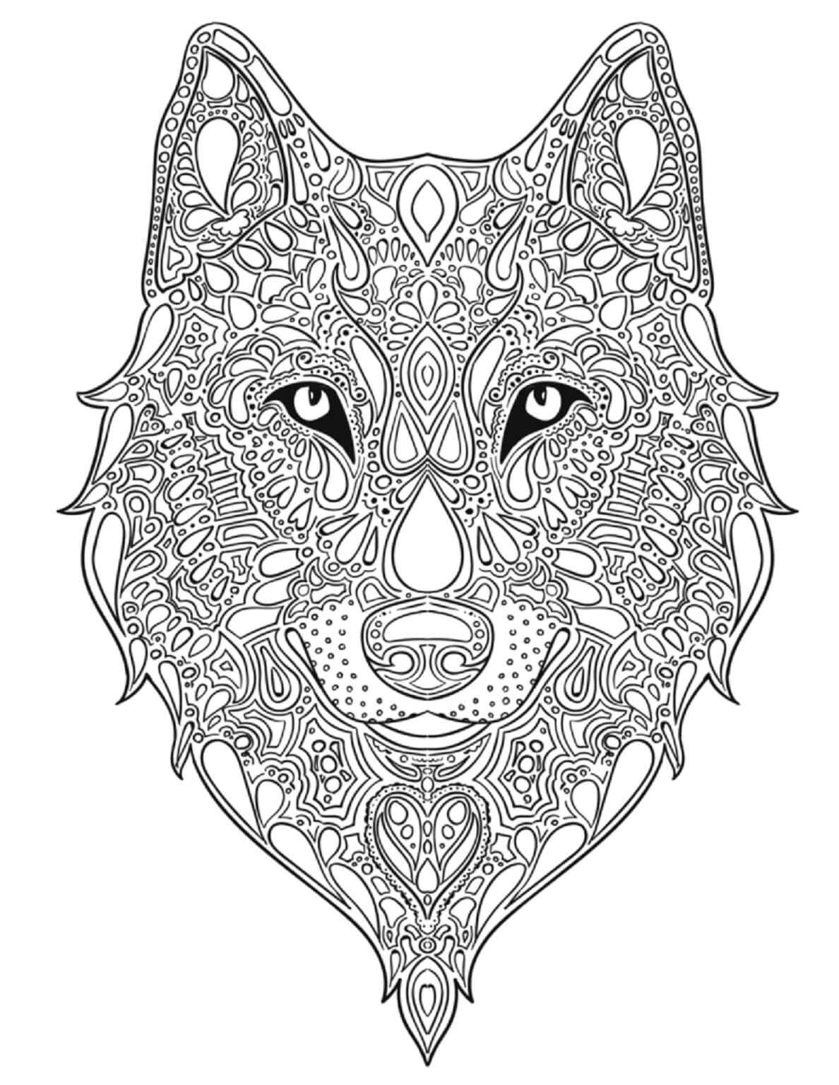 Mandala Wolf Coloring Page - Sheet 3 Mandalas