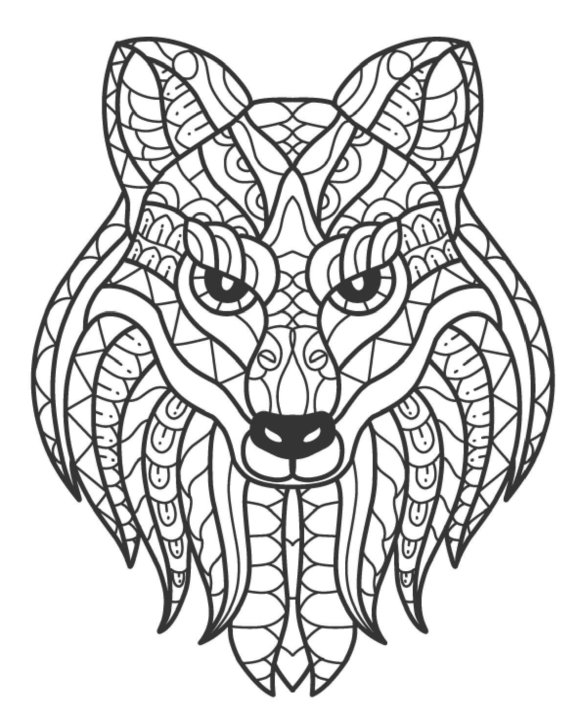 Mandala Wolf Coloring Page - Sheet 6 Mandalas