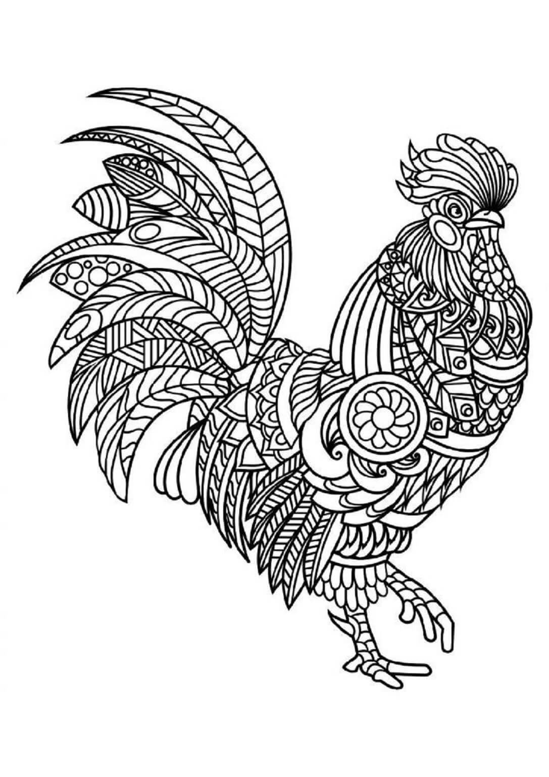 Mandala Chicken Coloring Page - Sheet 4 Mandalas