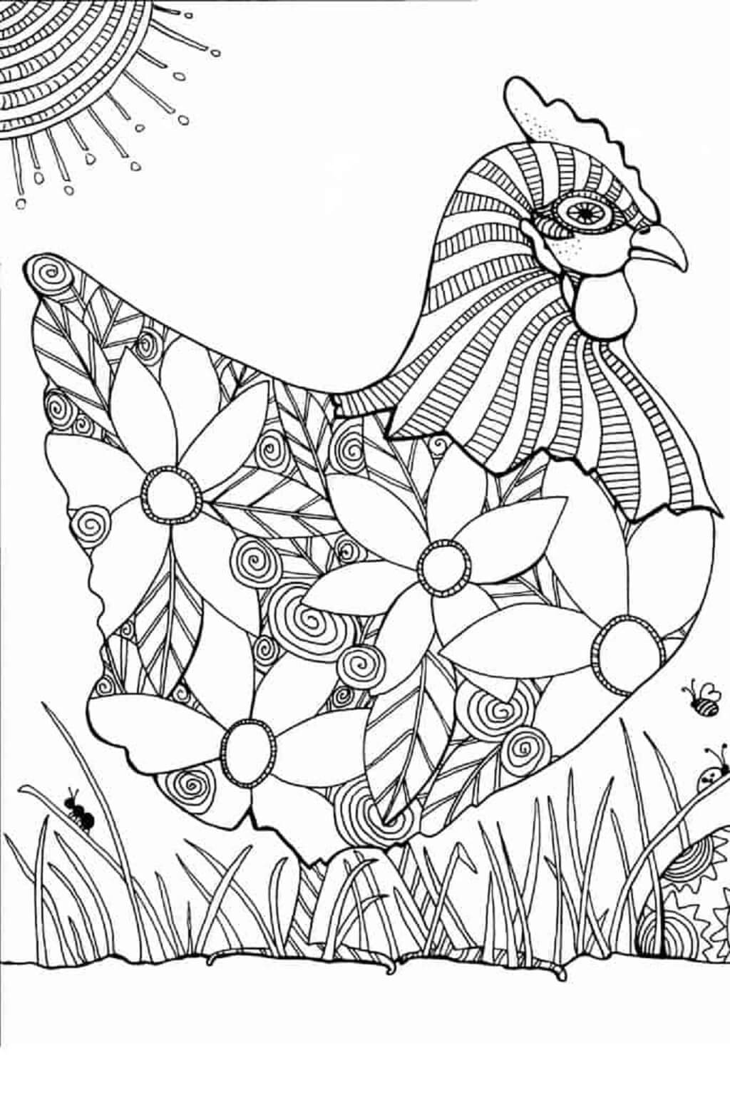 Mandala Chicken Coloring Page - Sheet 7 Mandalas