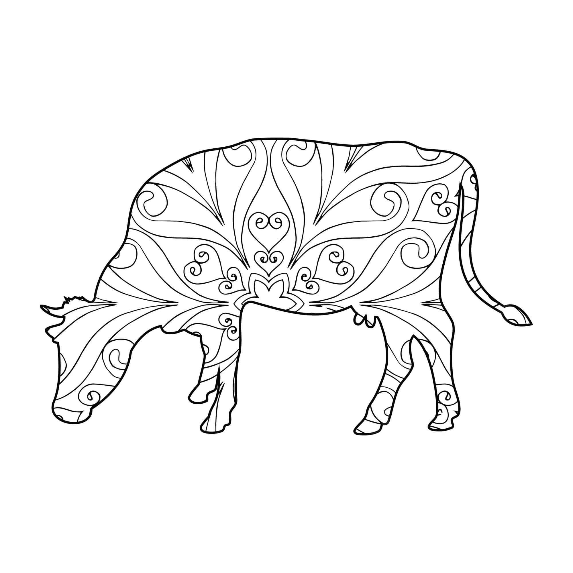 Mandala Cow Coloring Page - Sheet 2 Mandalas