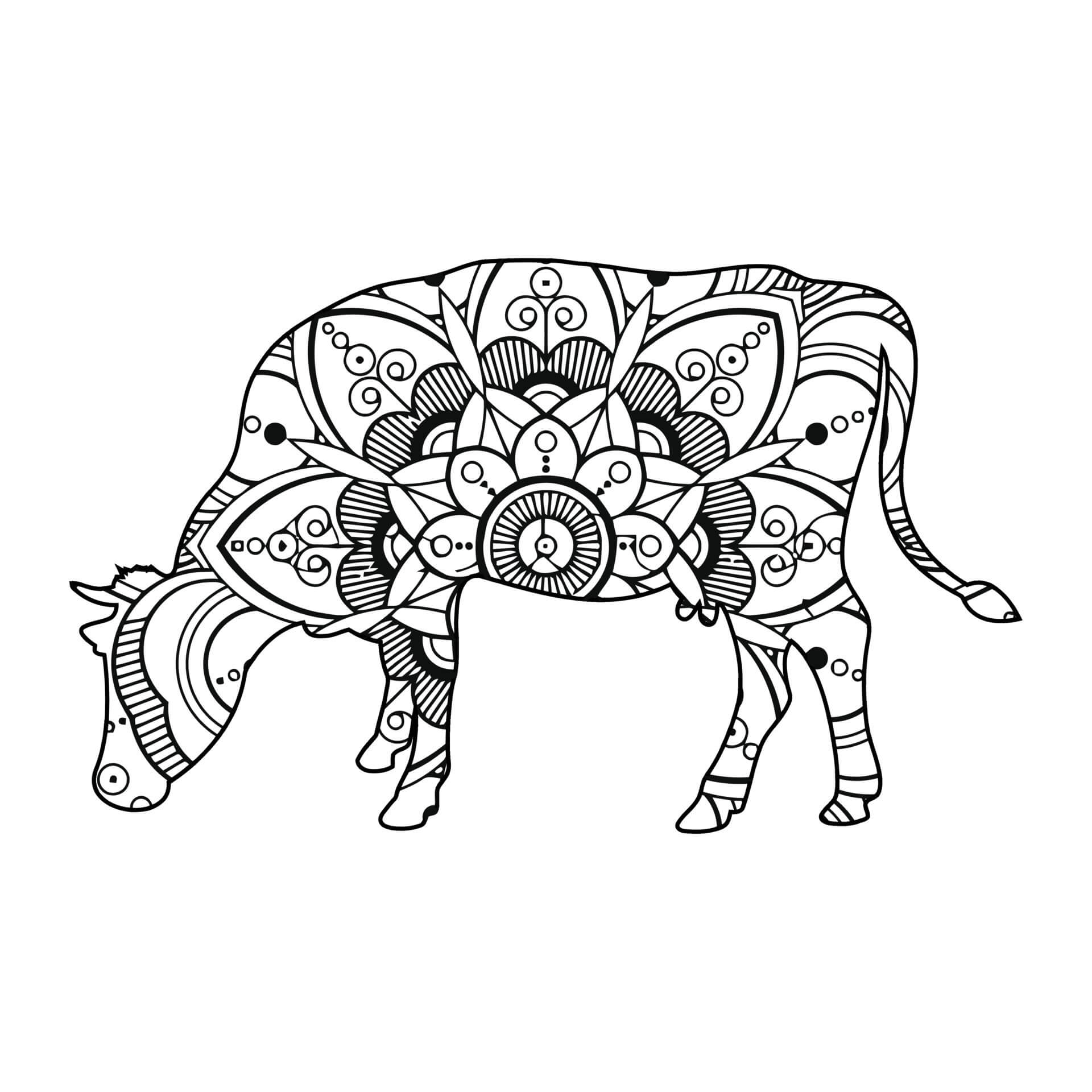 Mandala Cow Coloring Page - Sheet 6 Mandalas
