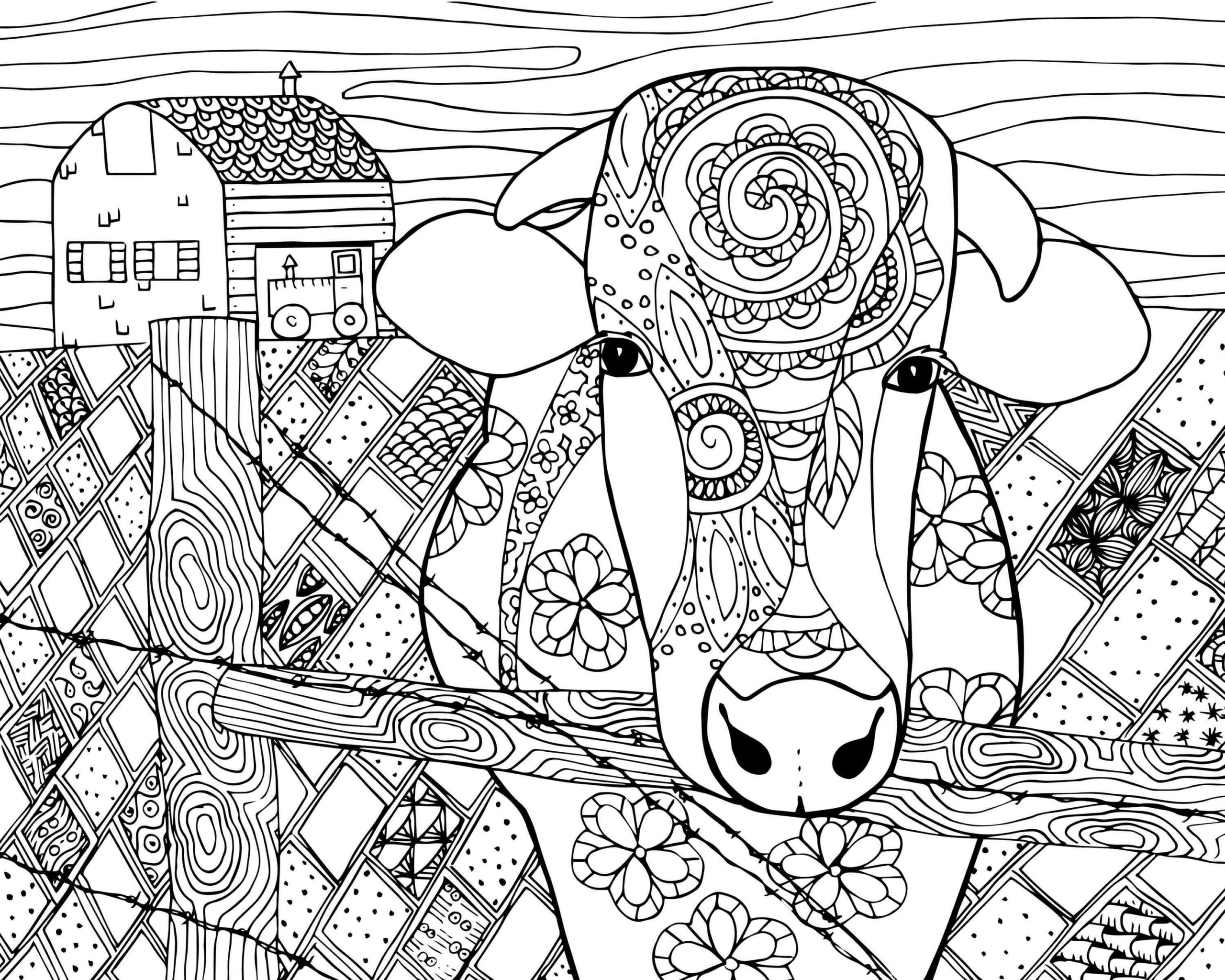 Mandala Cow In Farm Coloring Page Mandalas