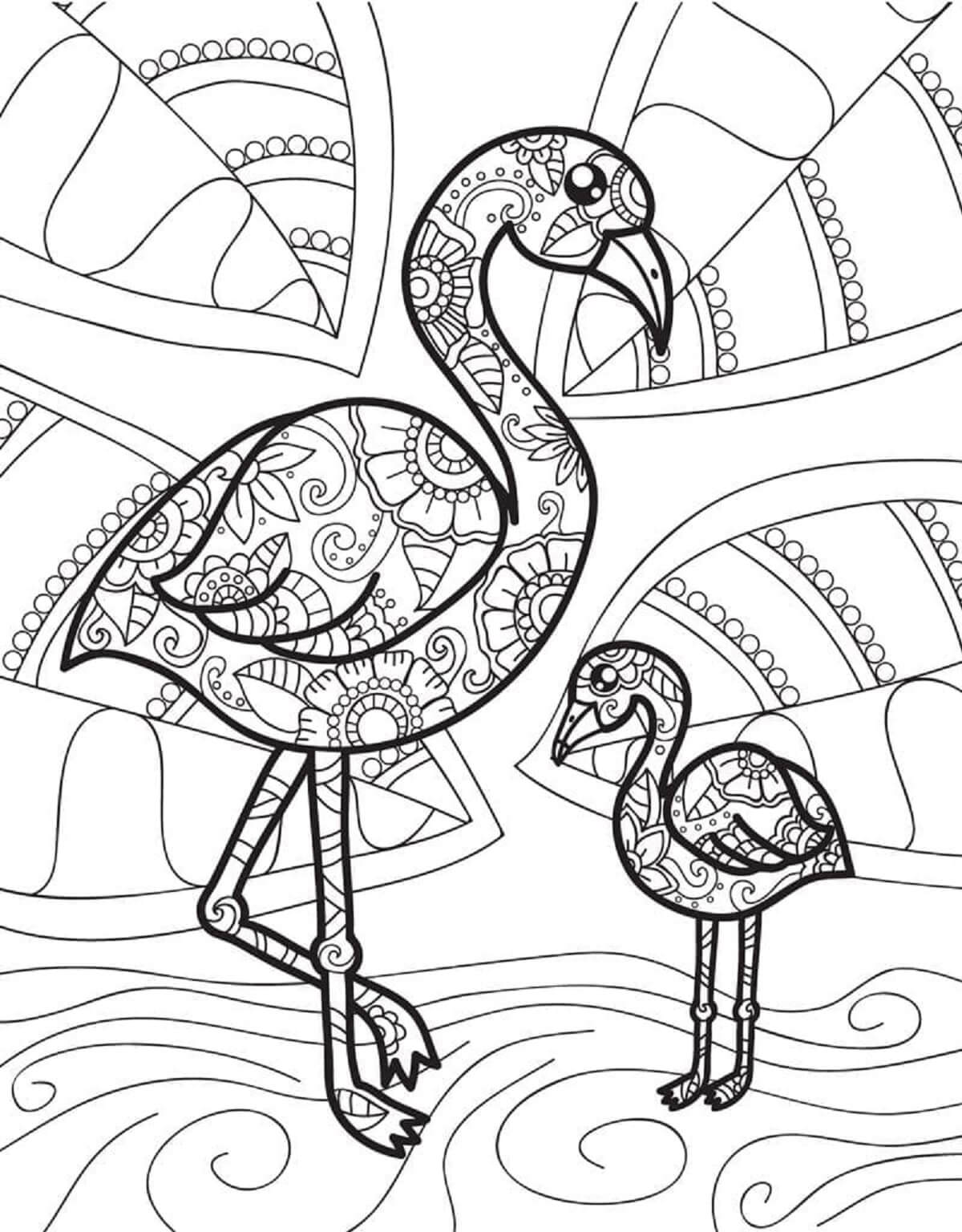 Mandala Mother And Baby Flamingo Coloring Page Mandalas