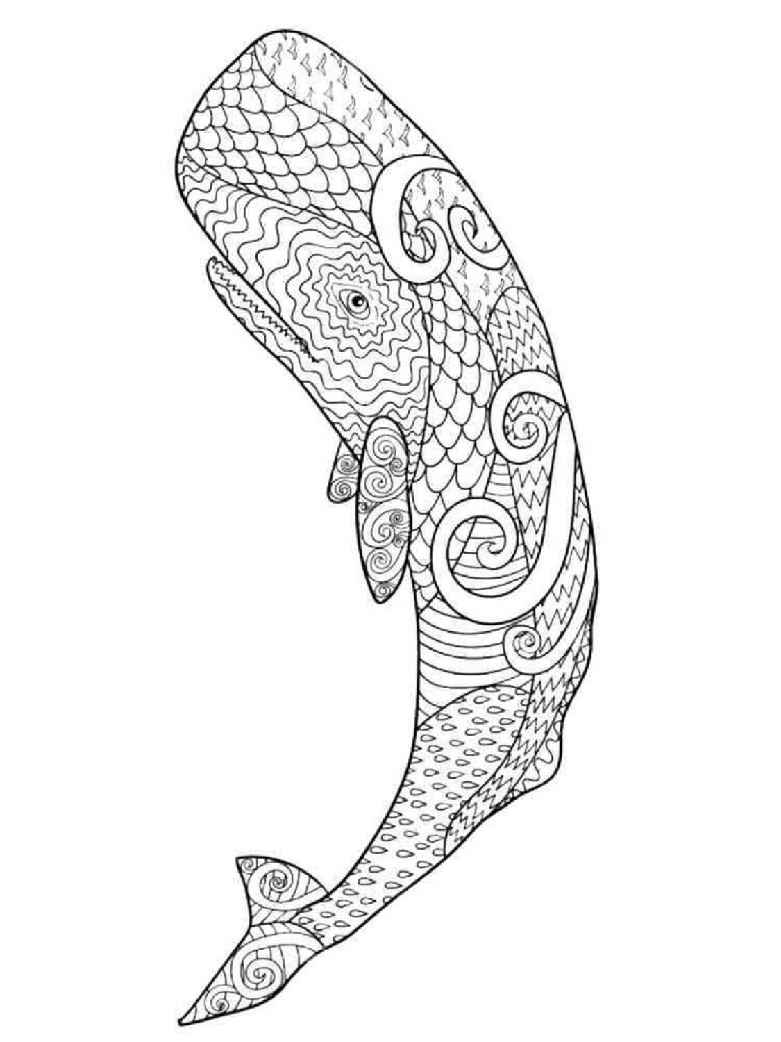 Mandala Whale Coloring Page - Sheet 5 Mandalas
