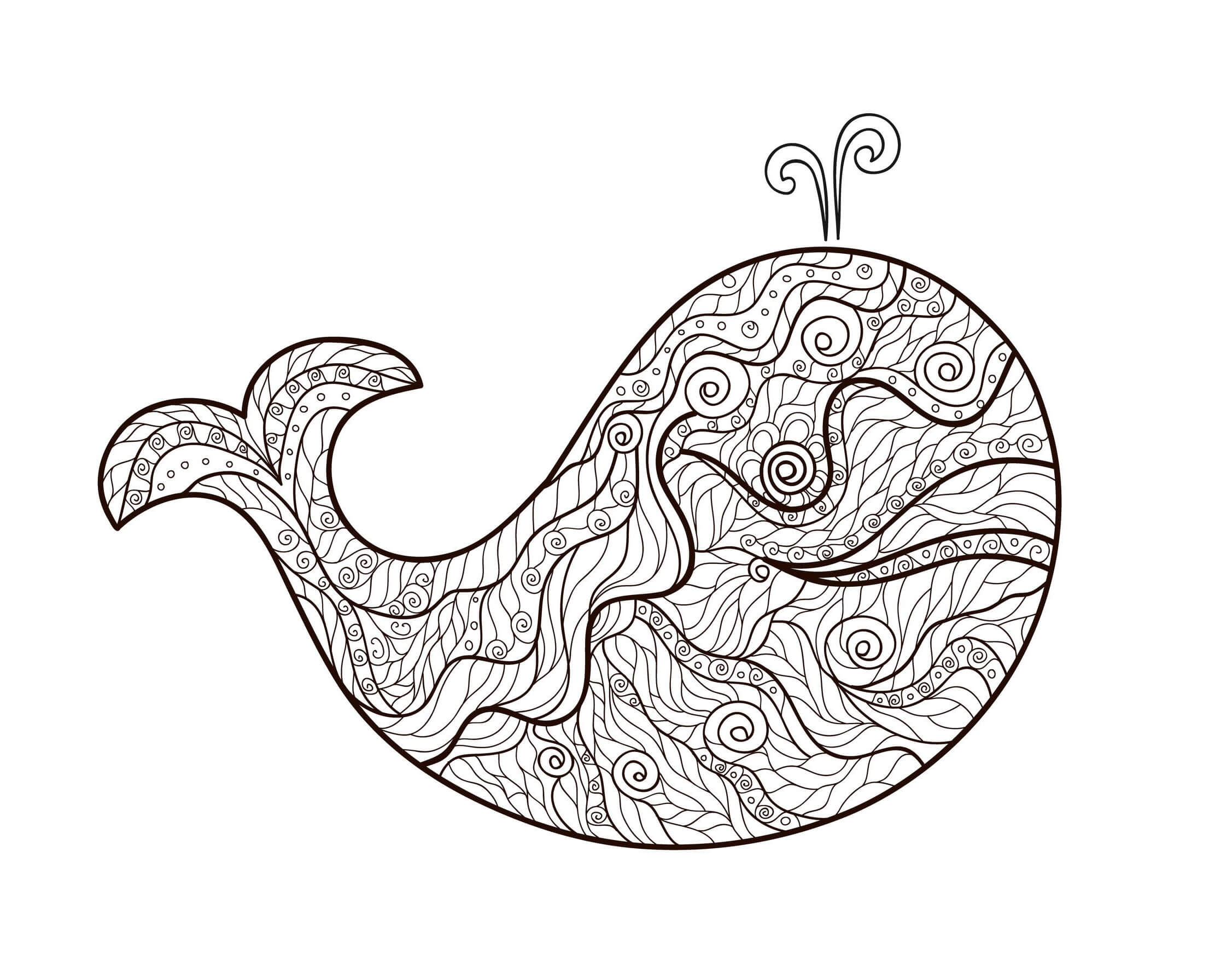 Mandala Whale Coloring Page - Sheet 6 Mandalas