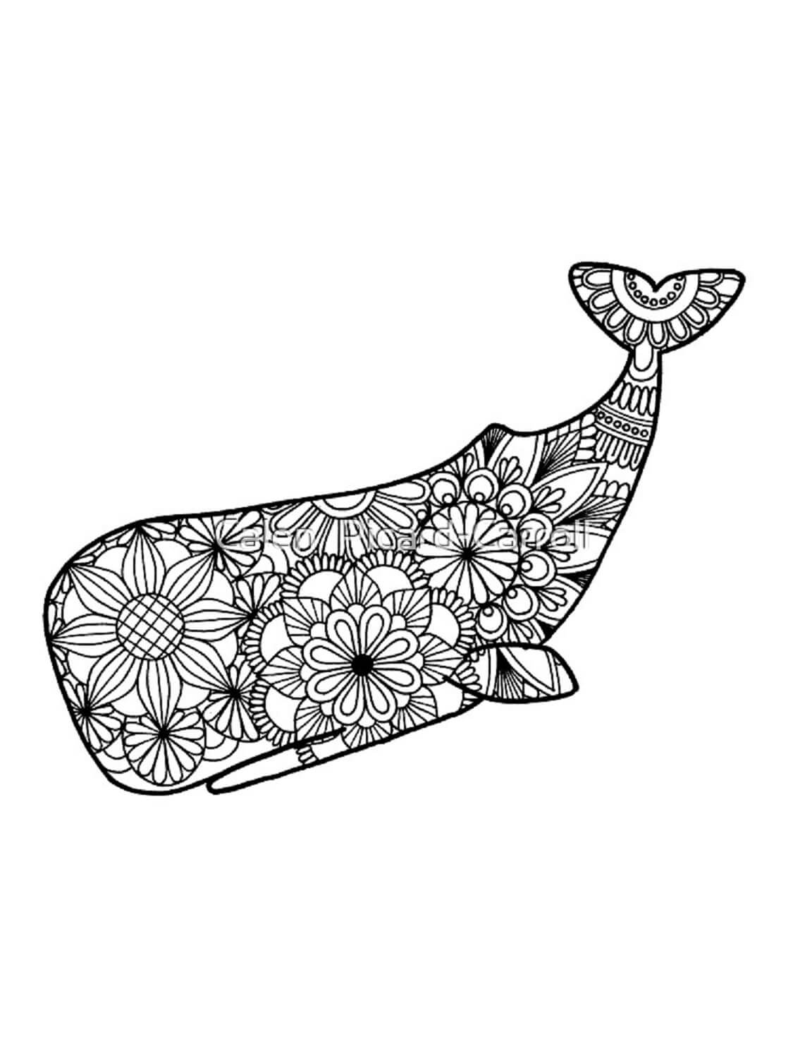 Mandala Whale Coloring Page - Sheet 7 Mandalas