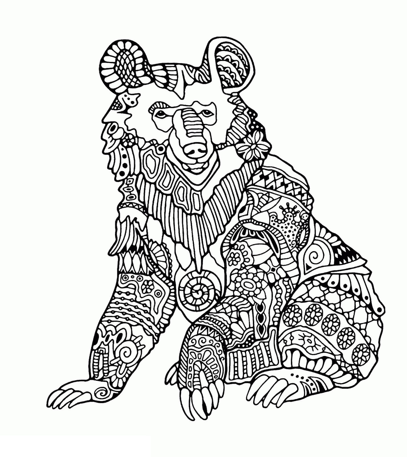 Mandala Bear Coloring Page - Sheet 1 Mandalas