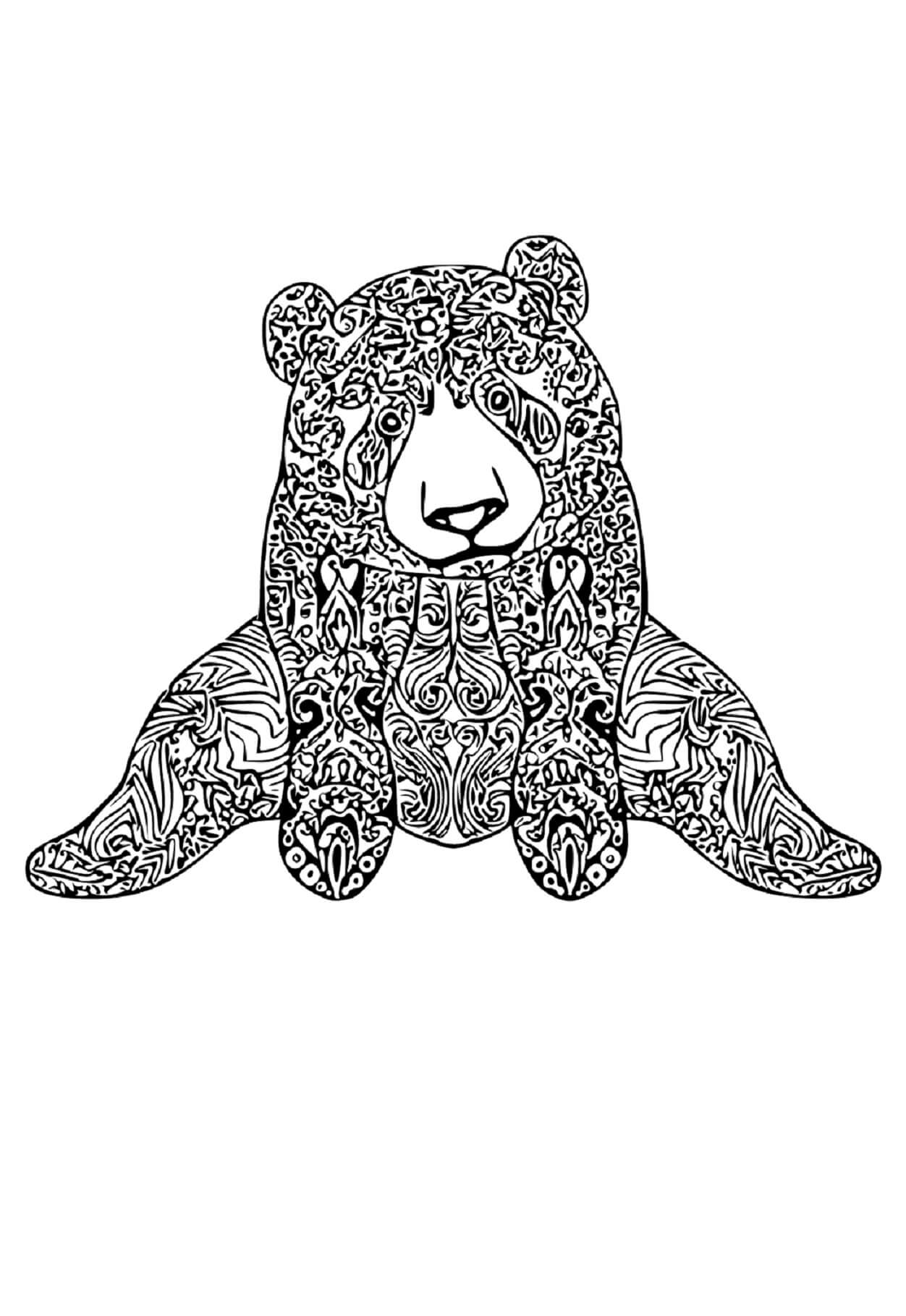 Mandala Bear Coloring Page - Sheet 3 Mandalas
