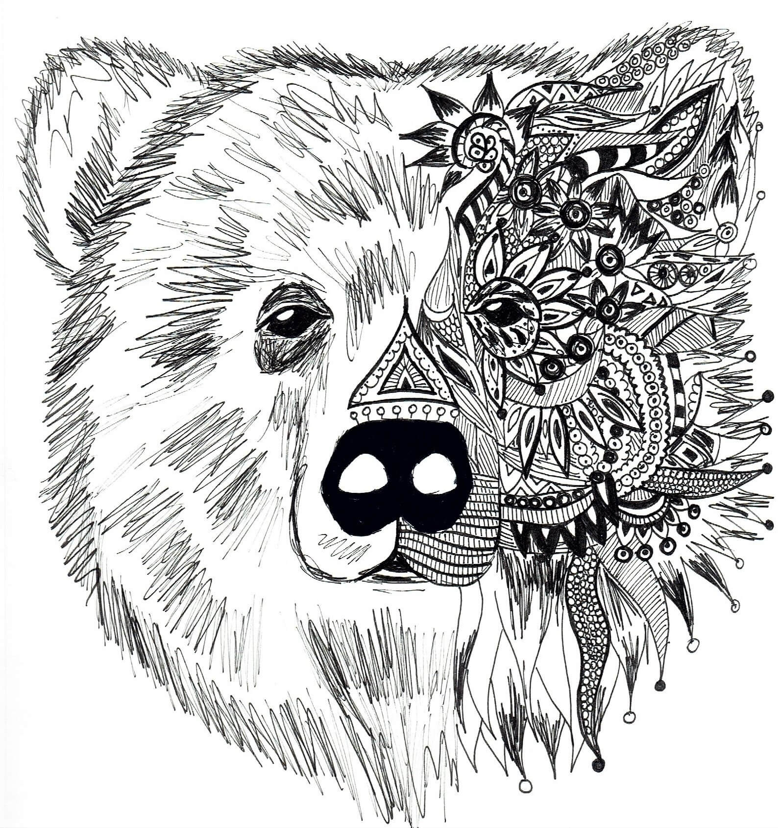 Mandala Bear Coloring Page - Sheet 4 Mandalas