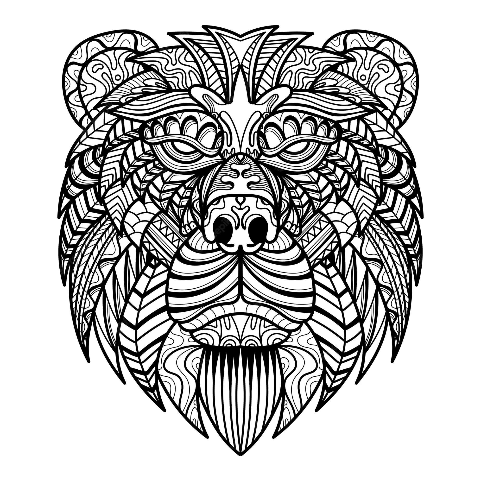 Mandala Bear Head Coloring Page Mandalas