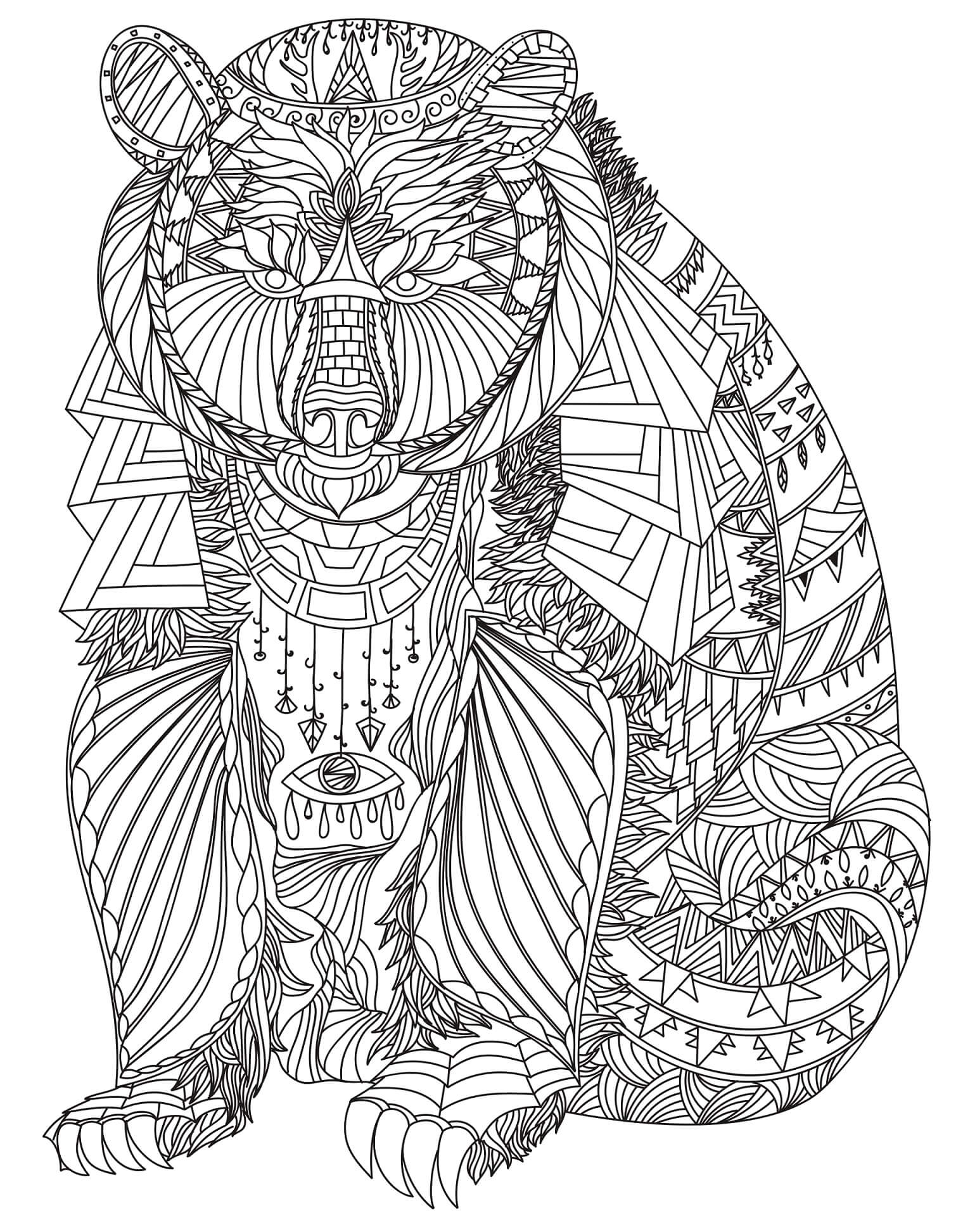 Mandala Bear Sitting Coloring Page Mandalas