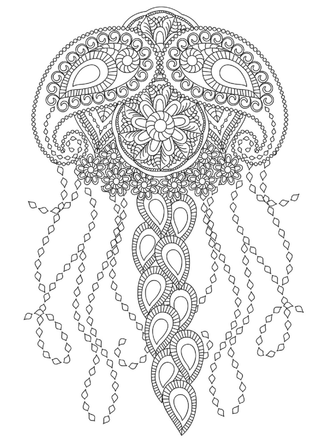 Mandala Beautiful Jellyfish Coloring Page Mandalas
