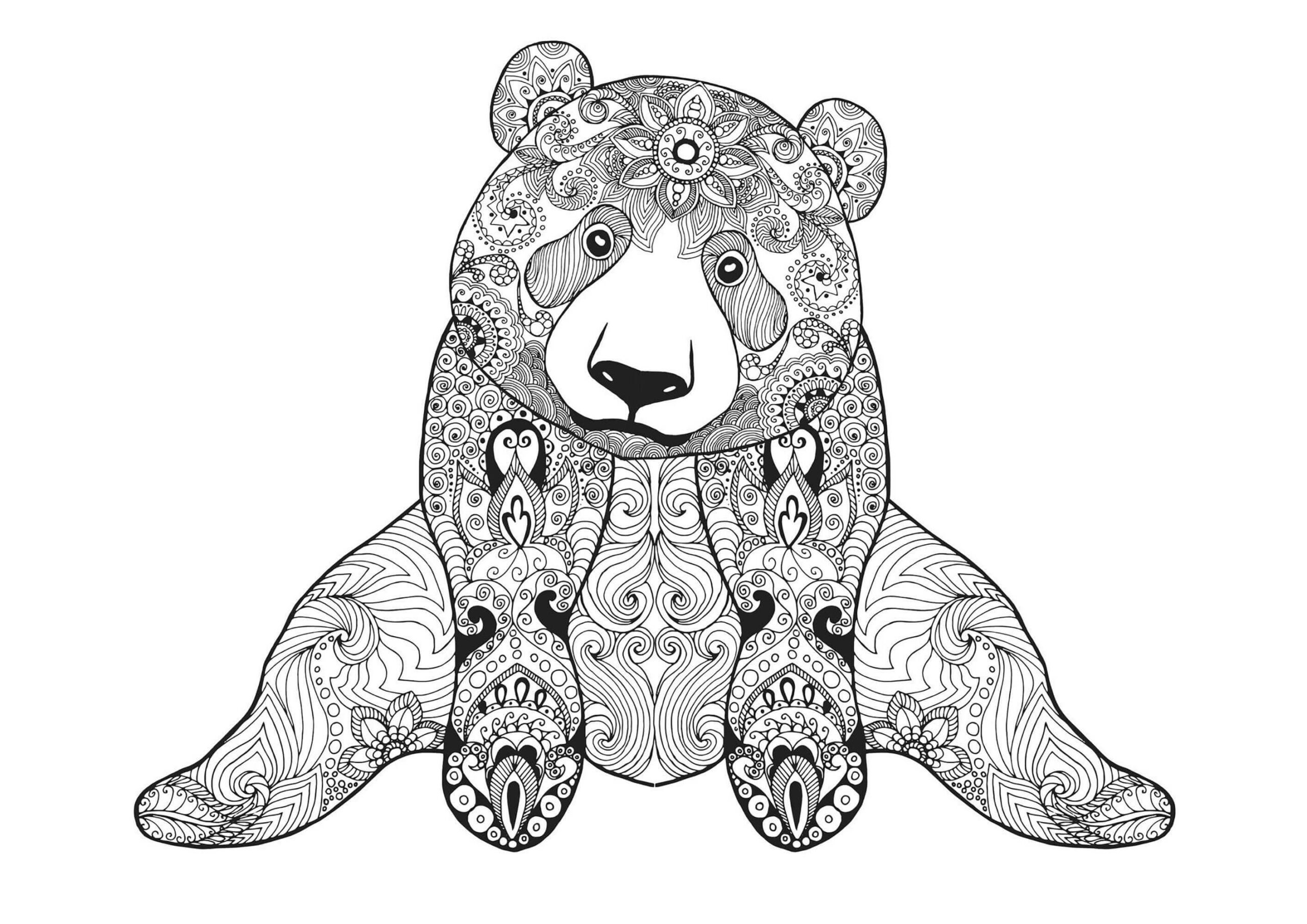 Mandala Cute Bear Sitting Coloring Page Mandalas