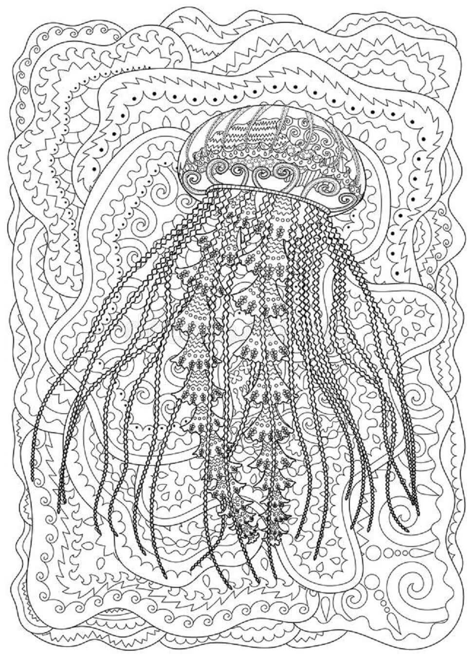 Mandala High Detailed Jellyfish Coloring Page Mandalas