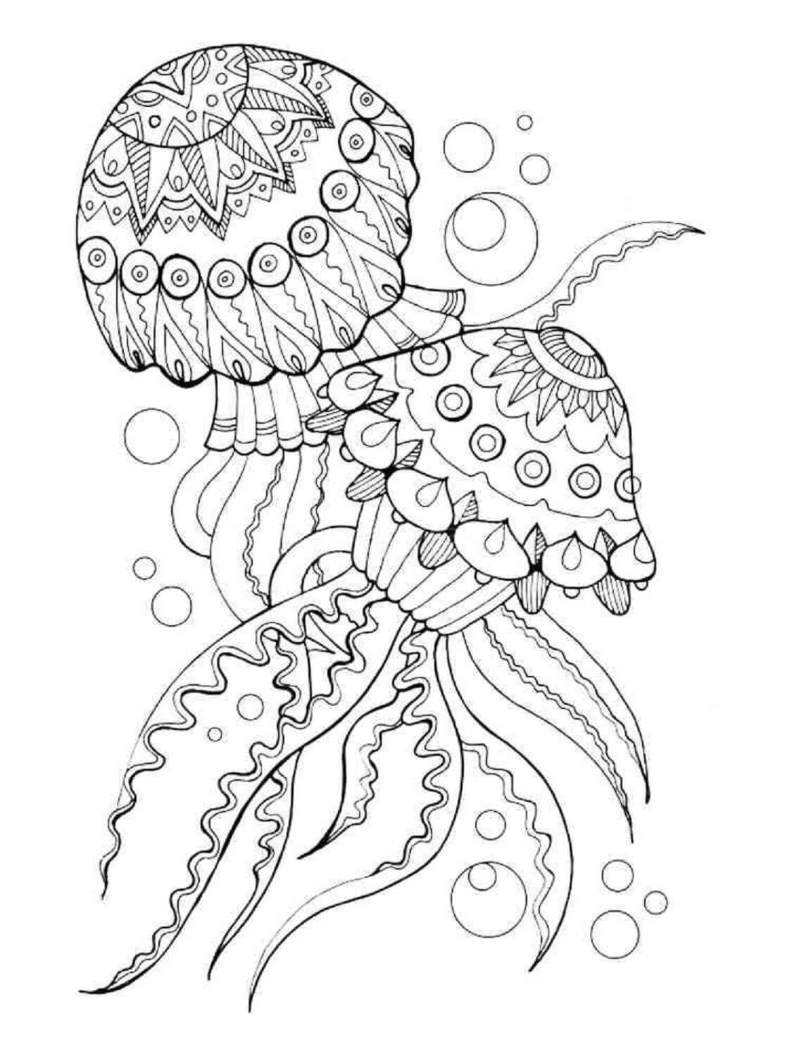 Mandala Two Jellyfish Coloring Page Mandalas