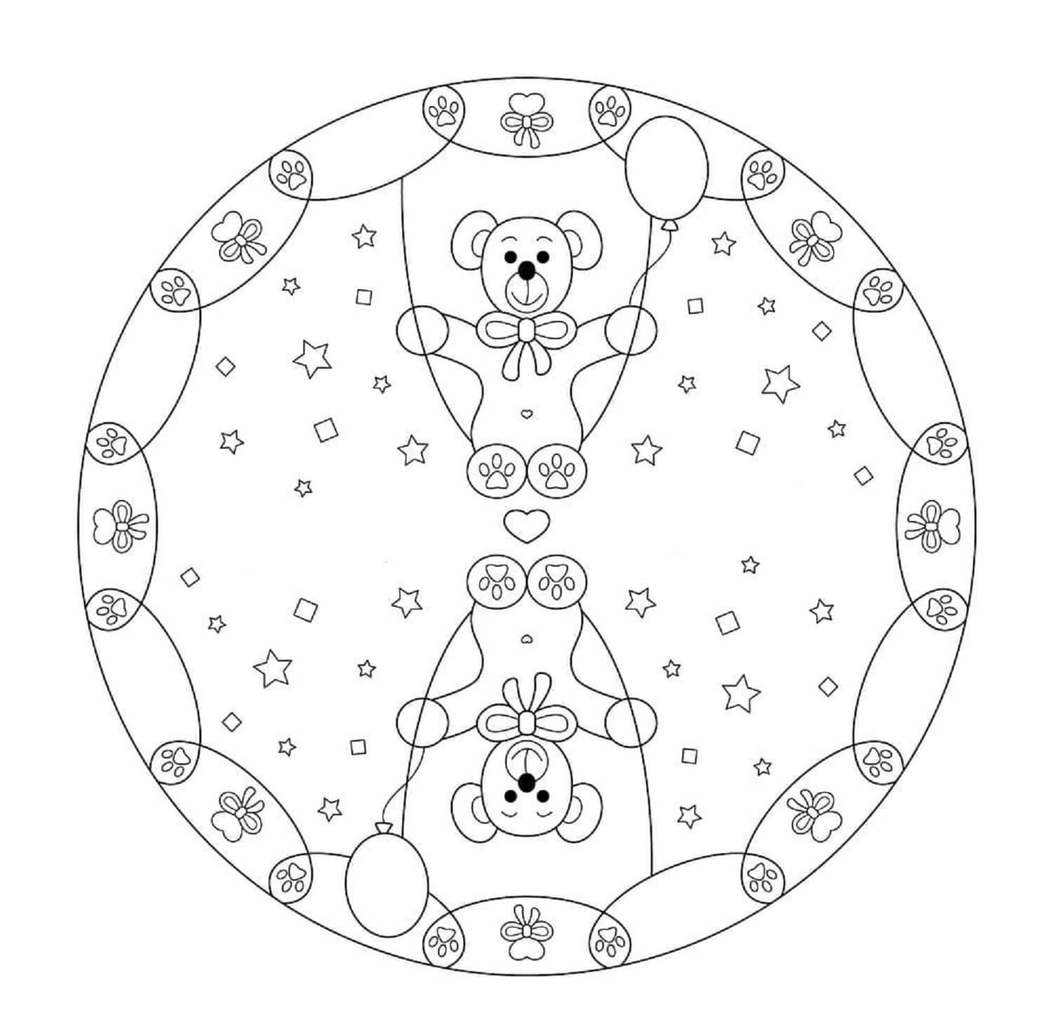 Mandala Two Teddy Bears Coloring Page Mandalas