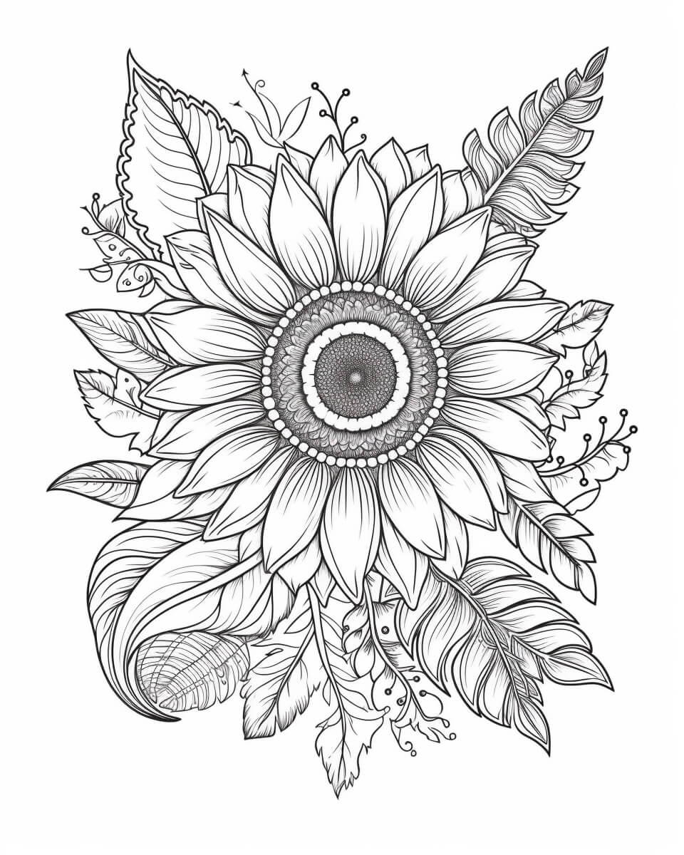 Mandala Adorable Sunflower Coloring Page Mandalas