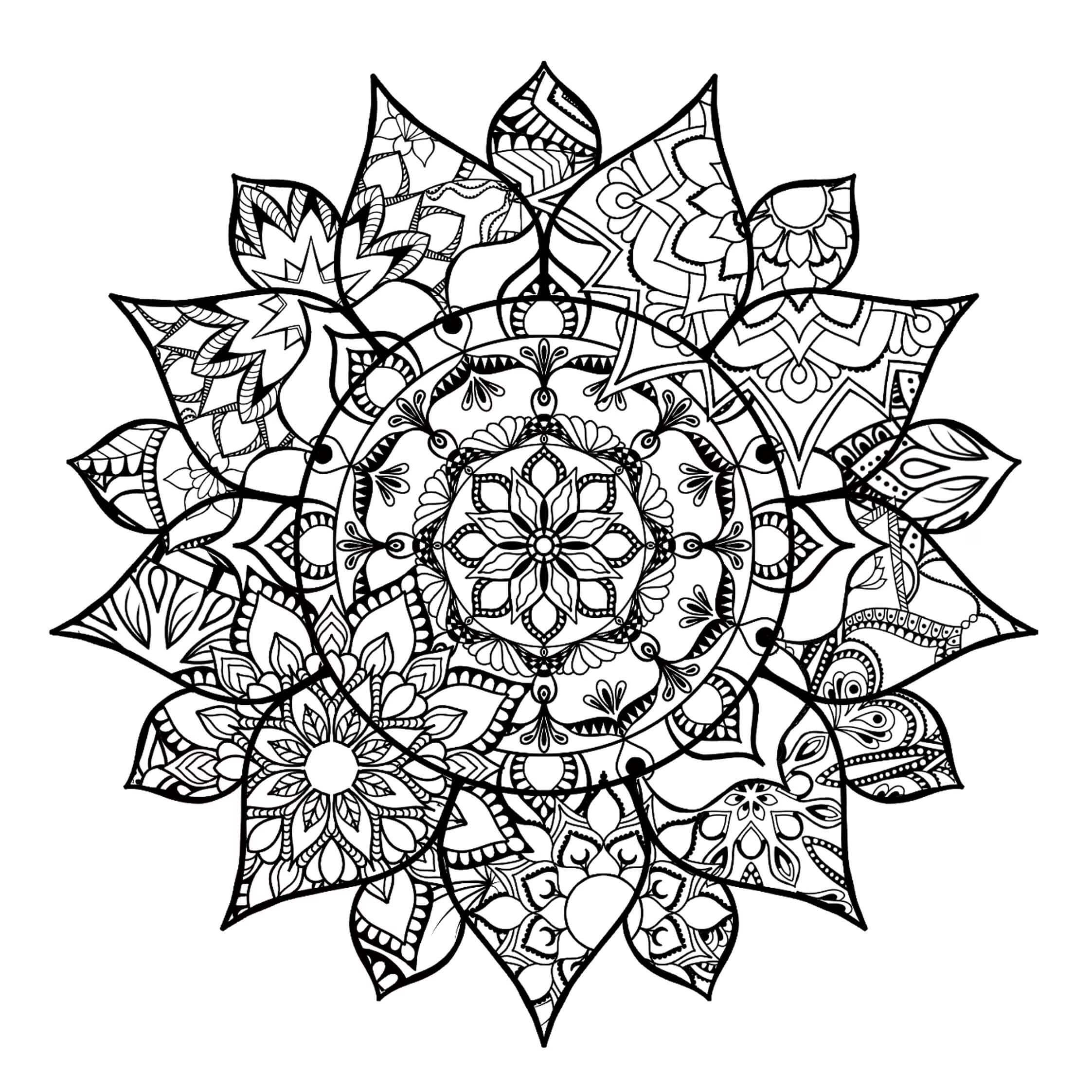 Mandala Beautiful Sunflower Coloring Page Mandalas
