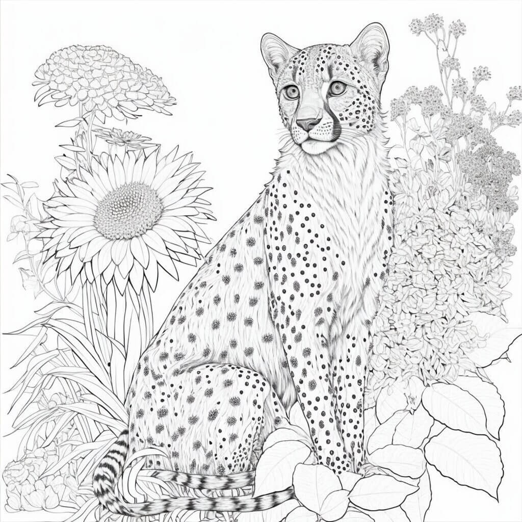Mandala Cheetah With Sunflower Coloring Page Mandala