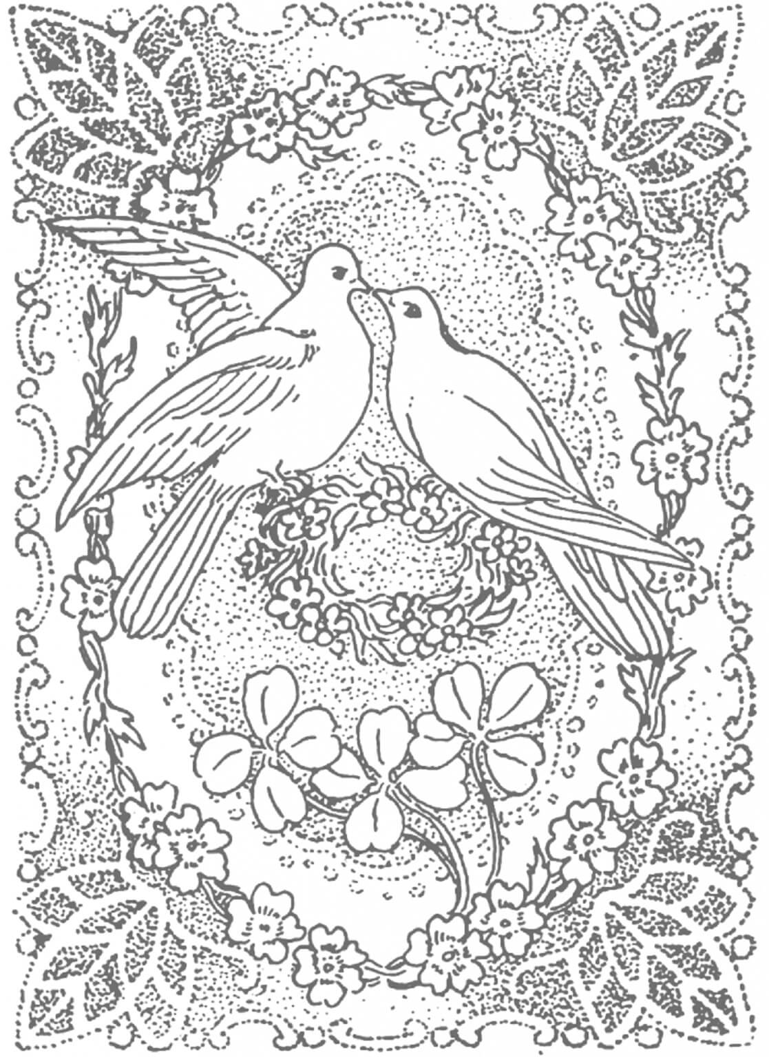 Mandala Couple Pigeon Coloring Page Mandalas