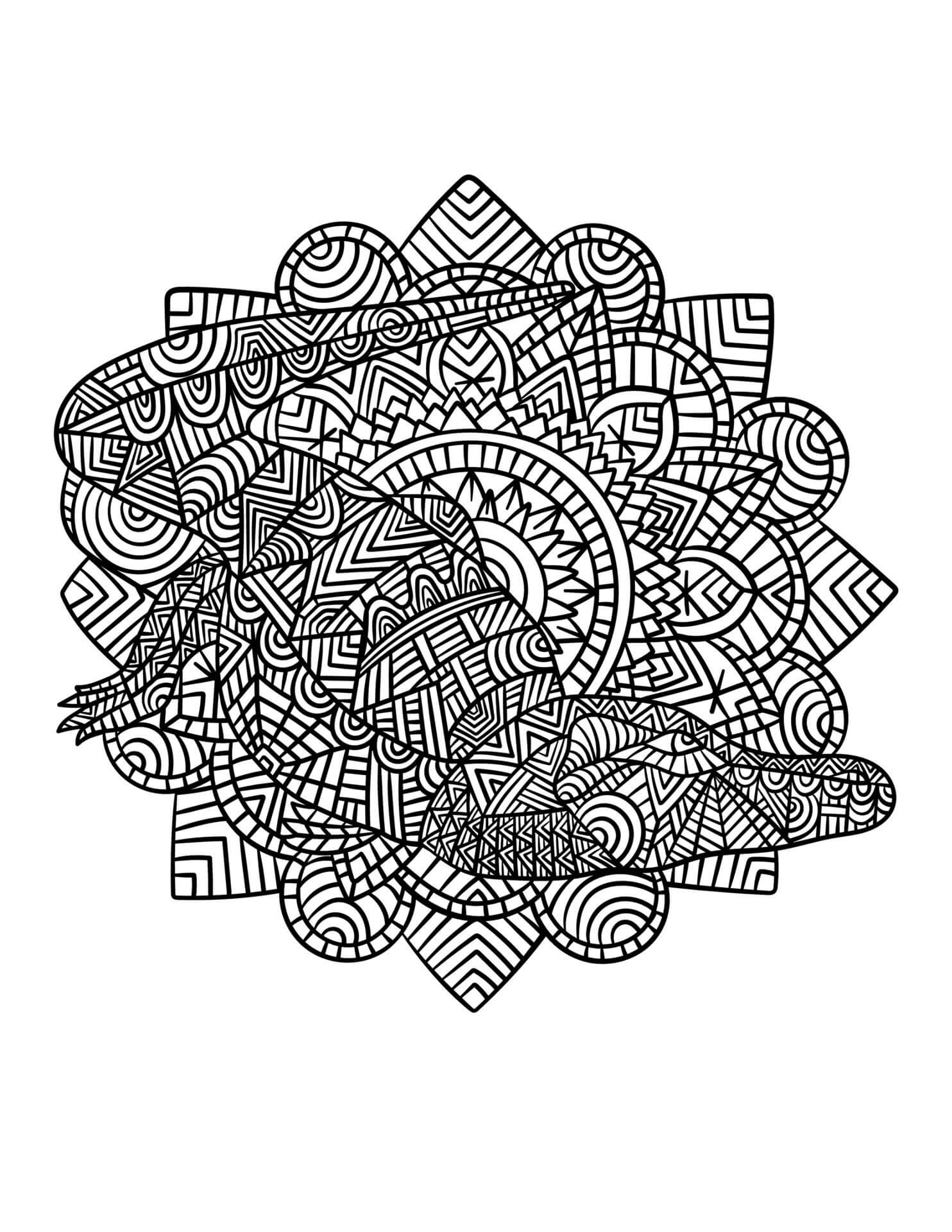 Mandala Crocodile Coloring Page – Sheet 1 Mandala