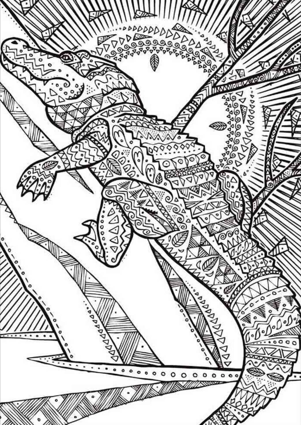 Mandala Crocodile Coloring Page - Sheet 4 Mandalas