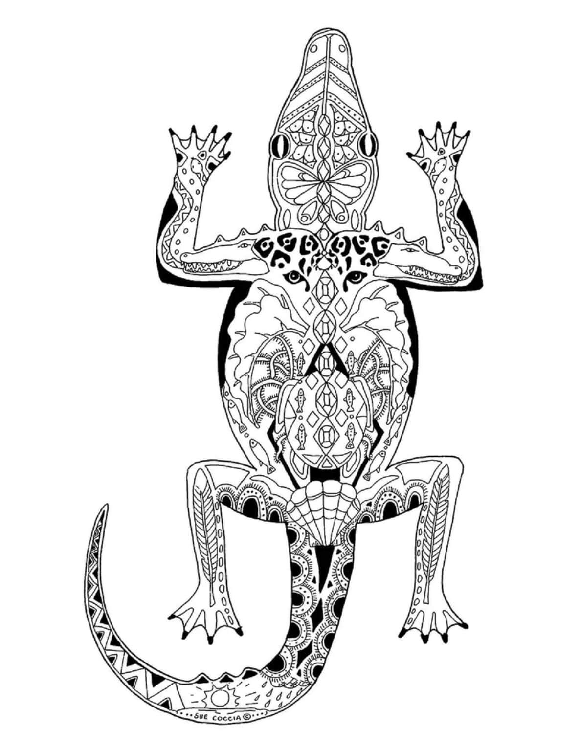 Mandala Crocodile Coloring Page - Sheet 5 Mandalas