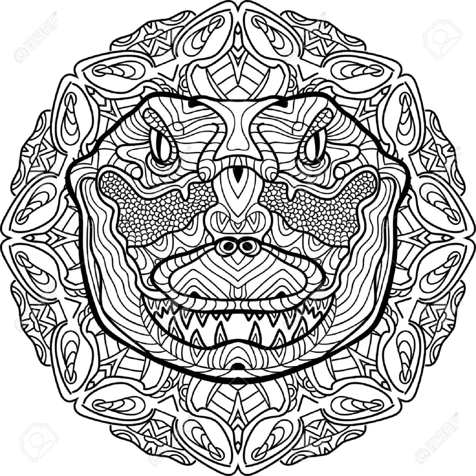 Mandala Crocodile Head Coloring Page Mandala