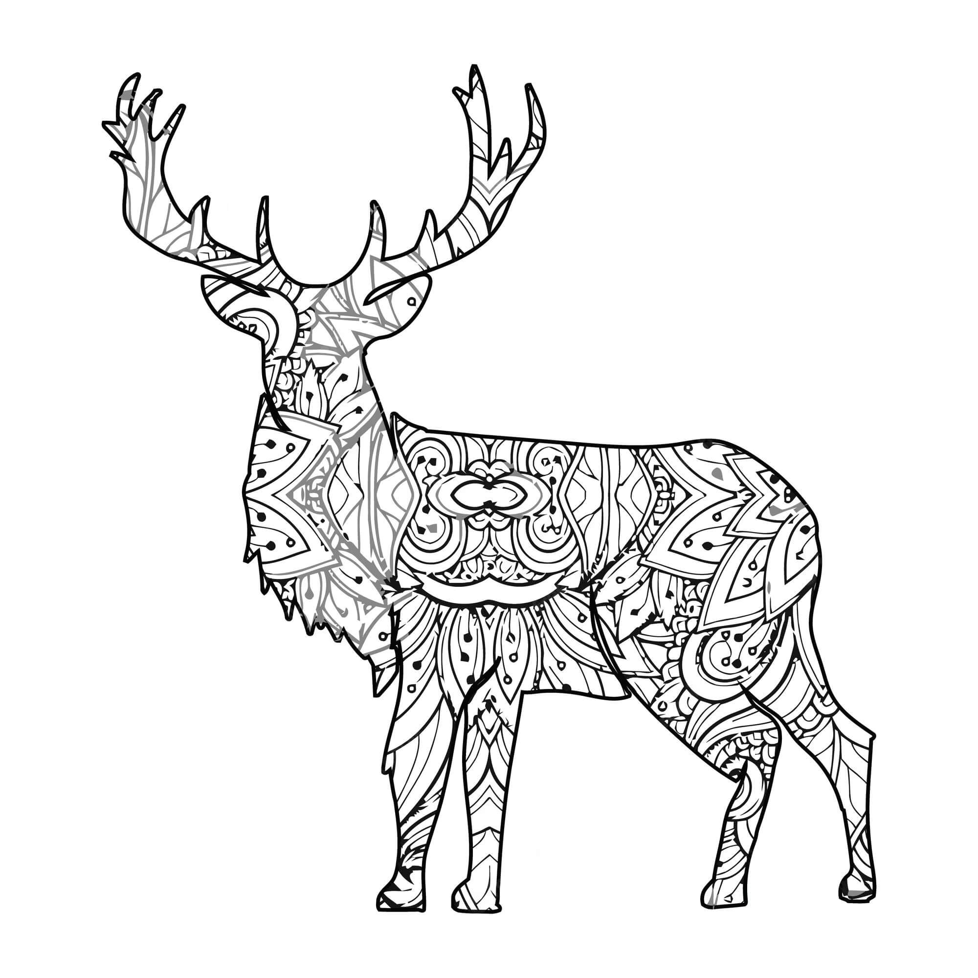 Mandala Deer Coloring Page - Sheet 4 Mandalas
