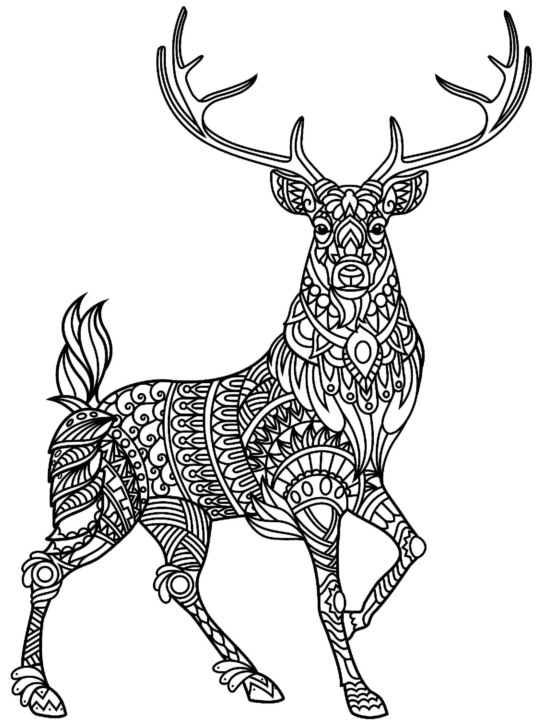 Mandala Deer Coloring Page - Sheet 6 Mandalas