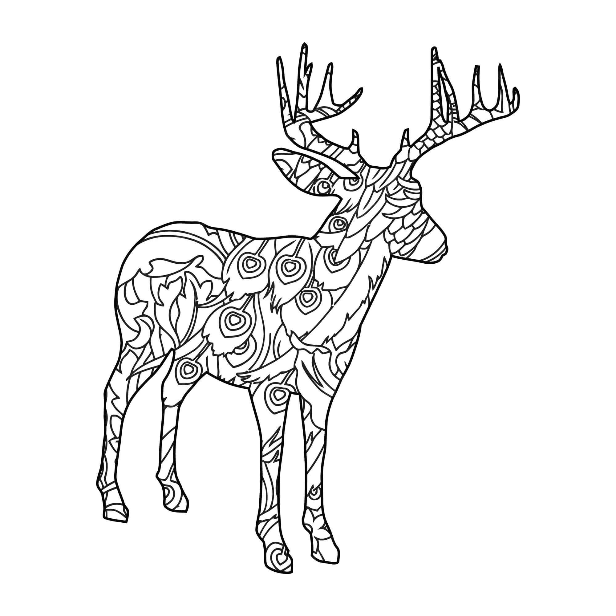 Mandala Deer Coloring Page - Sheet 7 Mandalas