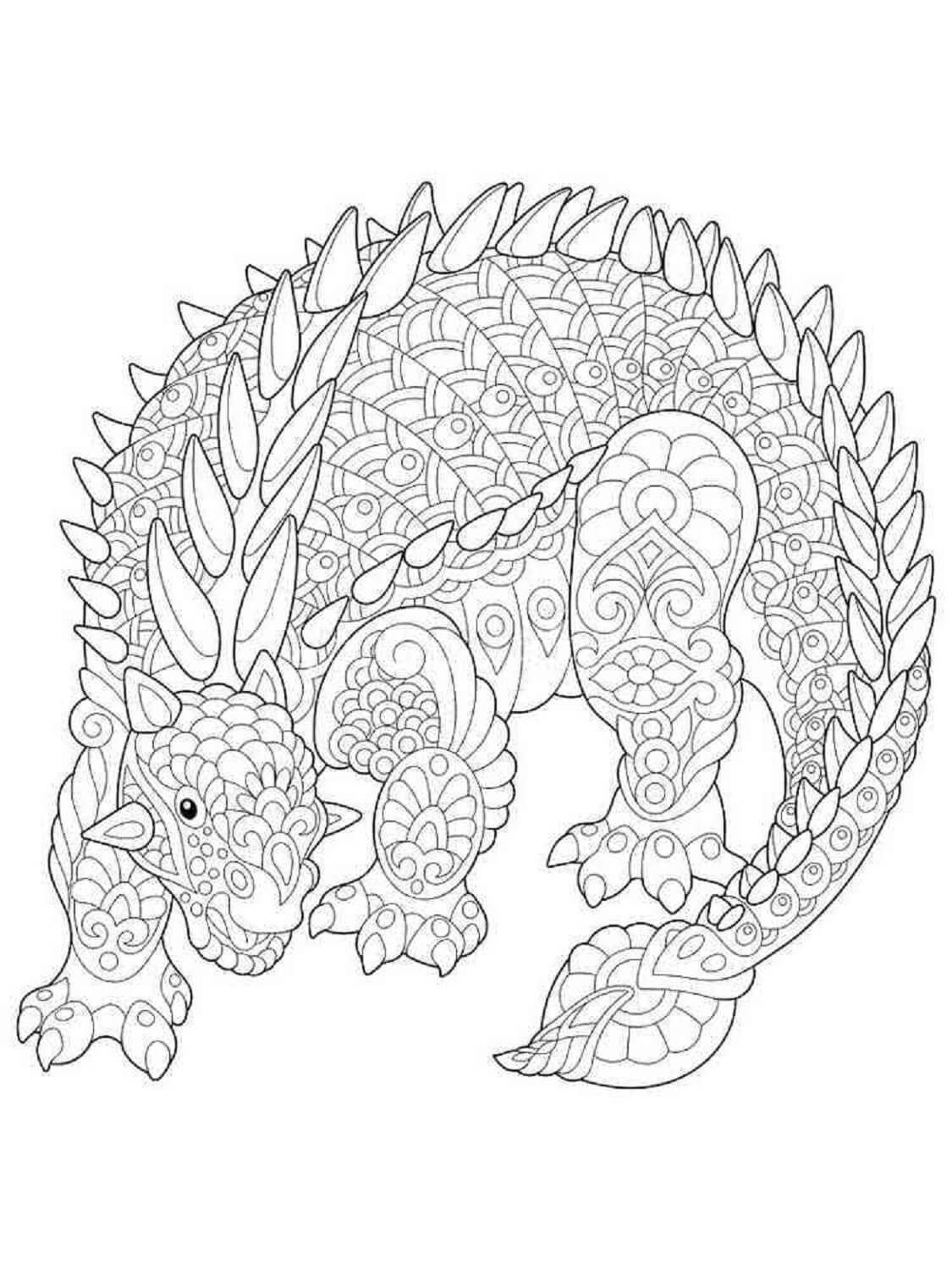 Mandala Dinosaur Coloring Page - Sheet 1 Mandalas