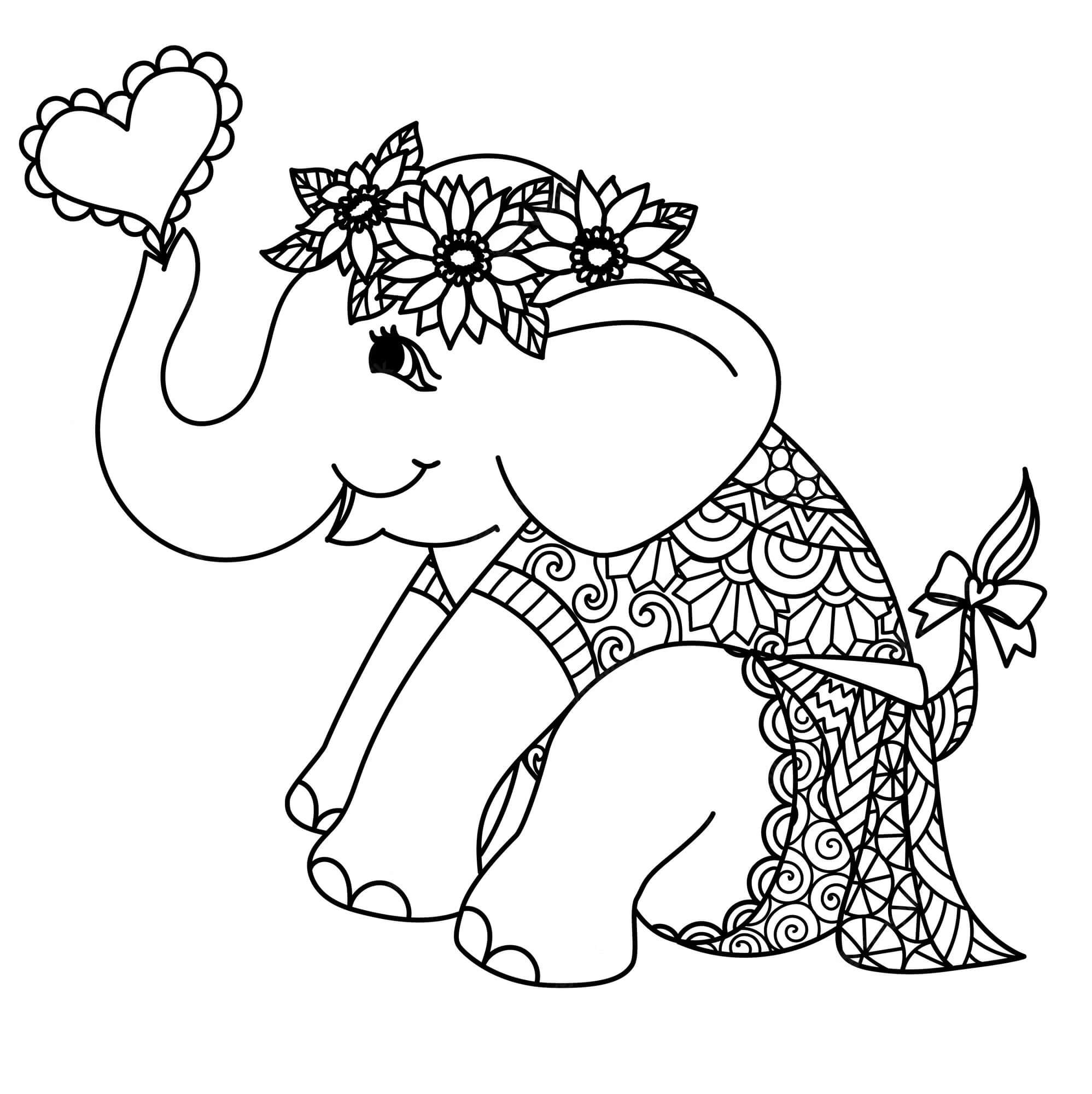 Mandala Elephant With Sunflowers Coloring Page Mandalas